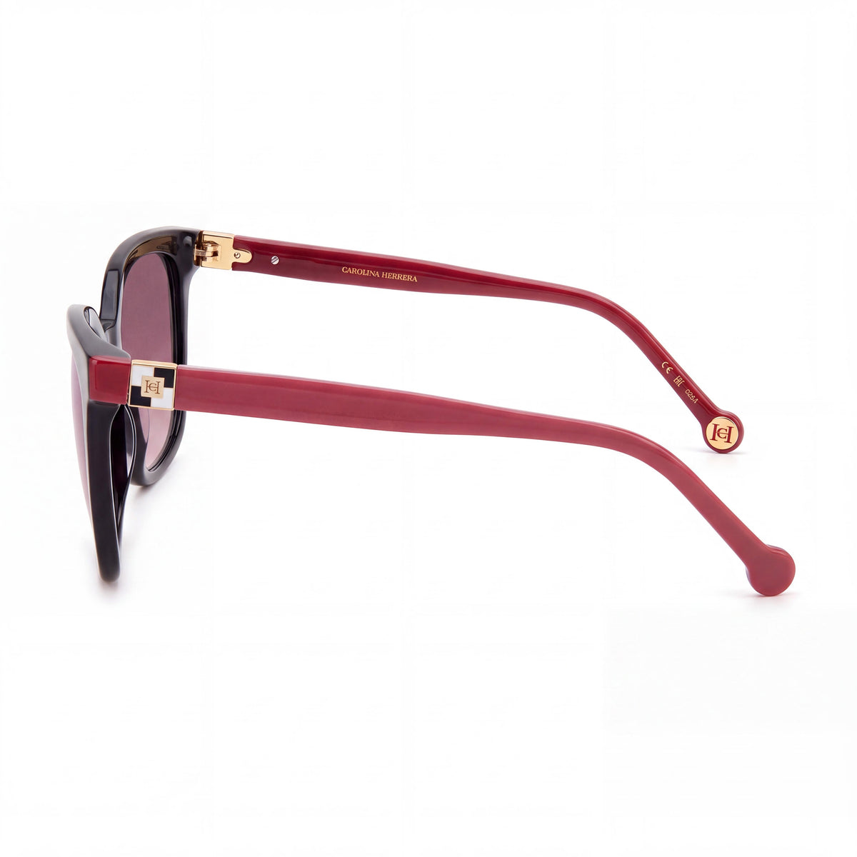 Gafas de sol Carolina Herrera para mujer, modernas, montura de acetato negro y rojo, policarbonato no polarizado, 53 mm, Photo 3