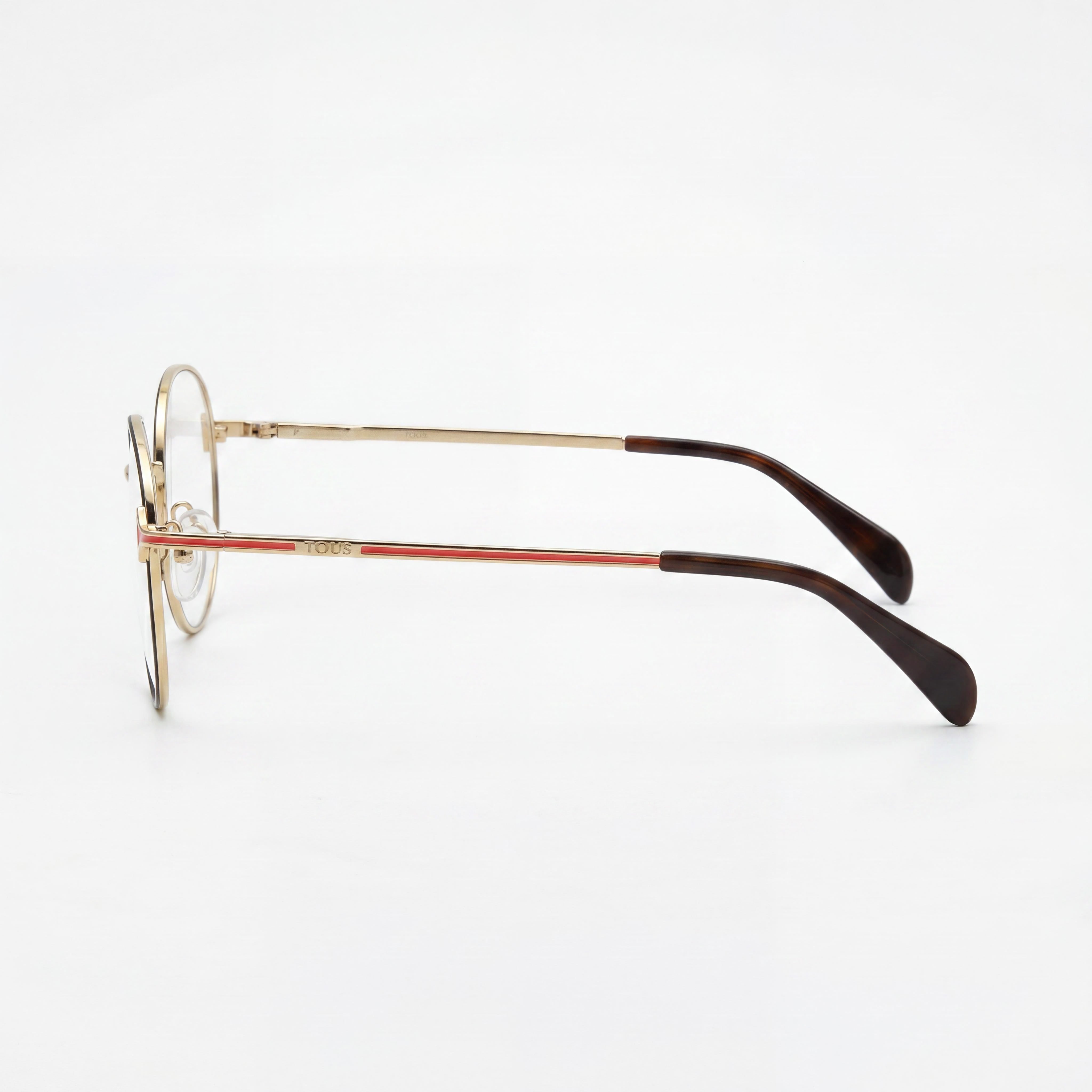 Tous classical Women's Rounded Stainless Steel Eyeglasses Shiny Rose Gold with Orange Transparent Lens 49mm, Photo 2