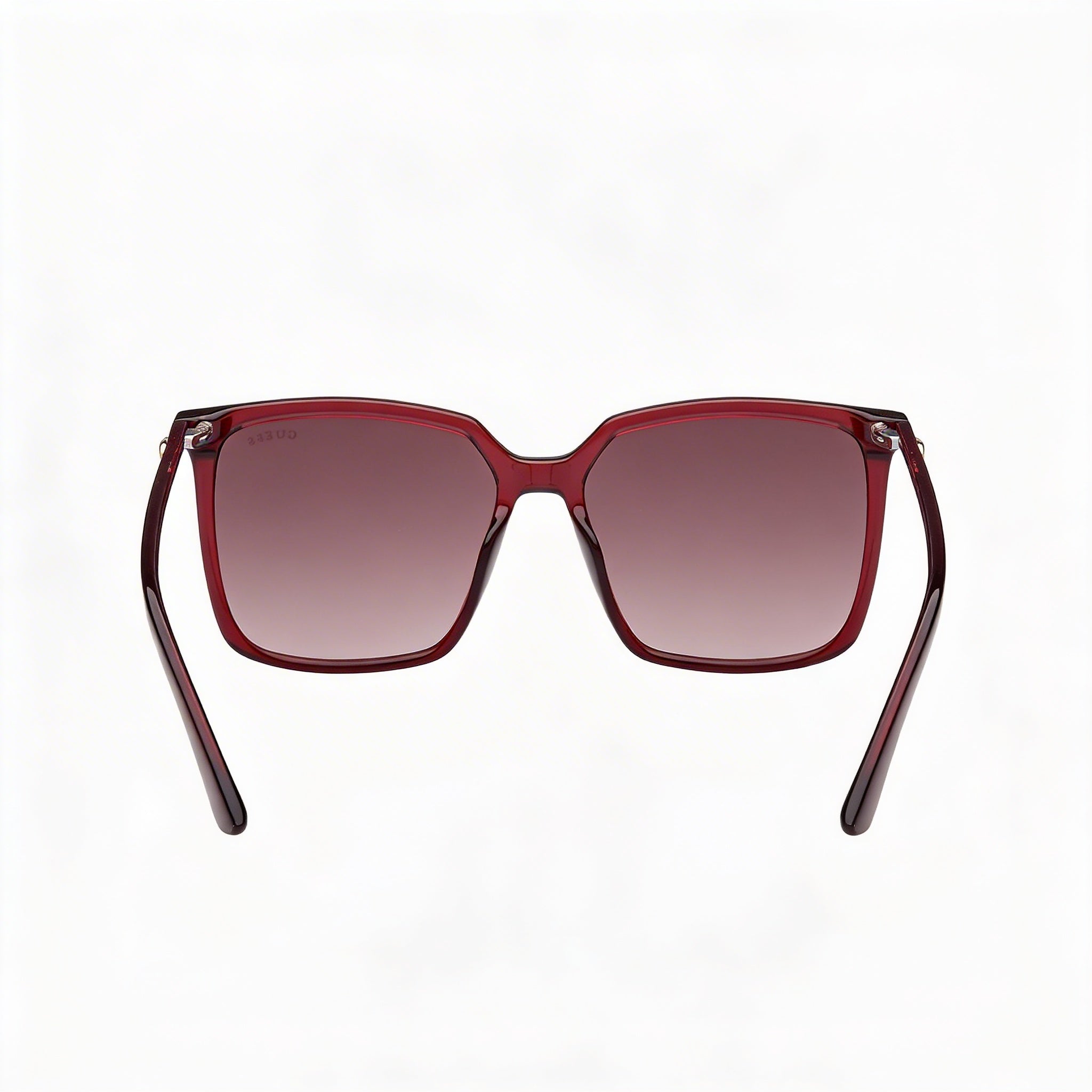 GUESS Women's Square Sunglasses with Shiny Burgundy Plastic Frame, Gradient Burgundy Lenses, UV Protection 56mm, Photo 3