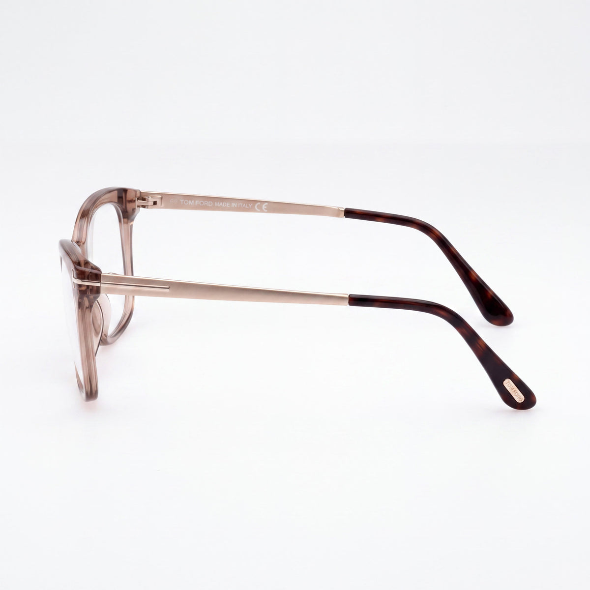 Gafas de plástico Tom Ford Ft5353 para hombre, color champán transparente brillante, dorado pálido mate, 54 mm, Photo 3