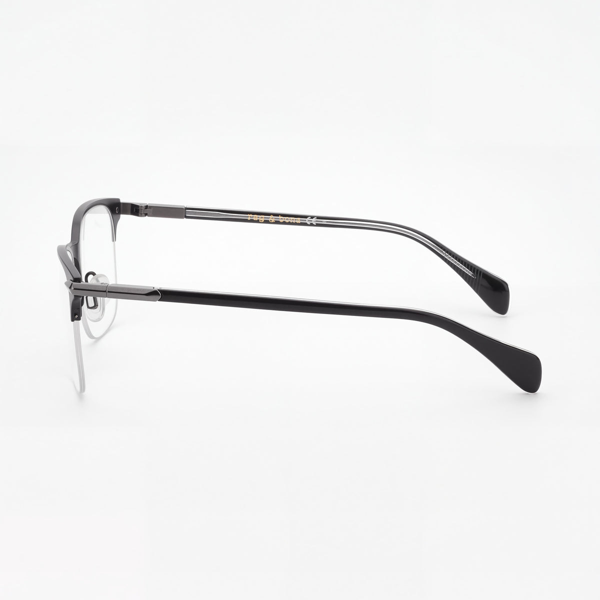 rag & bone Eyewear for Men, featuring Black Metal Frame and Clear Polycarbonate Lenses, 53mm Size, Photo 2