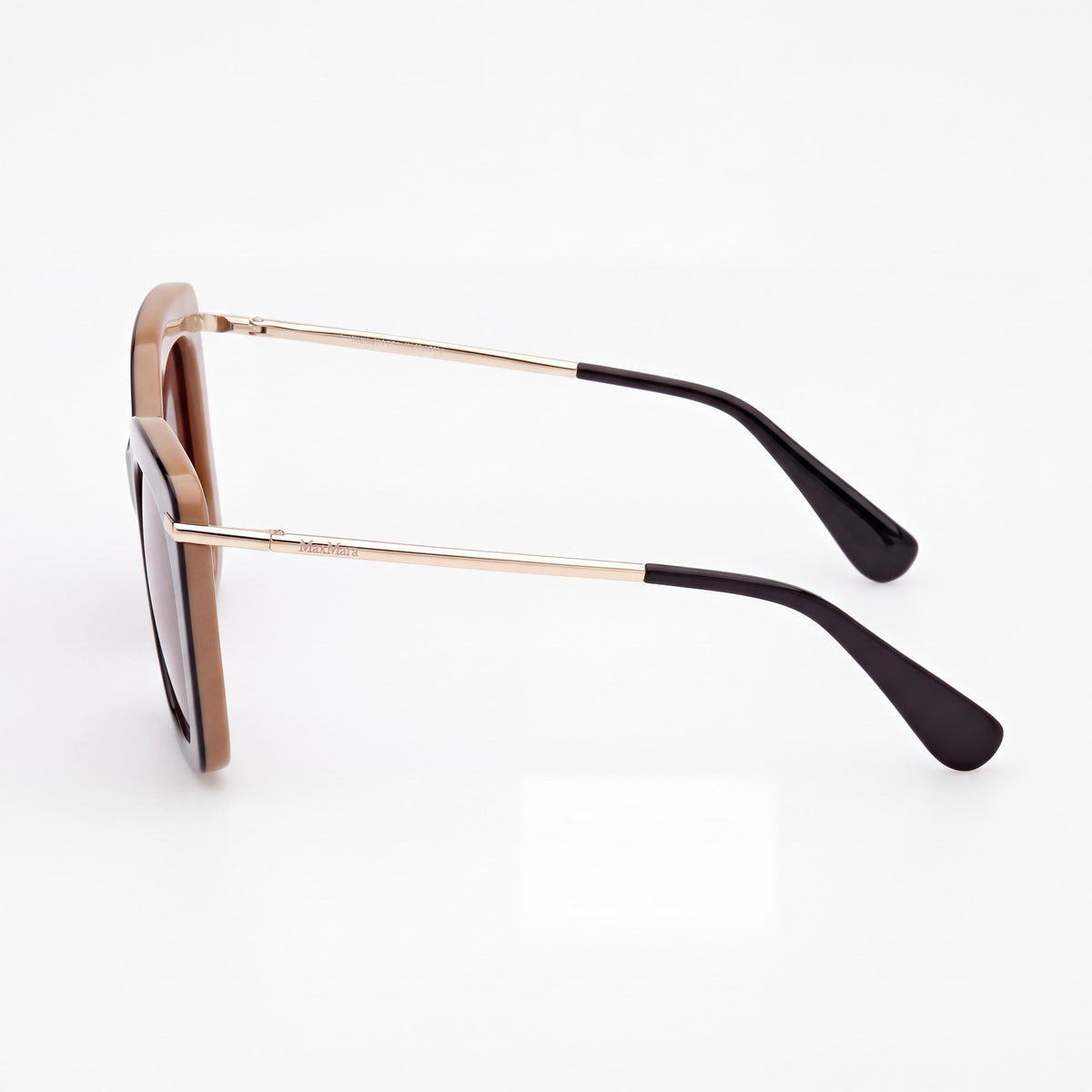 MaxMara Mm0101 Gafas de Mujer con Montura de Acetato Marrón Oscuro Brillante / Oro Pálido Brillante 55mm, Photo 3