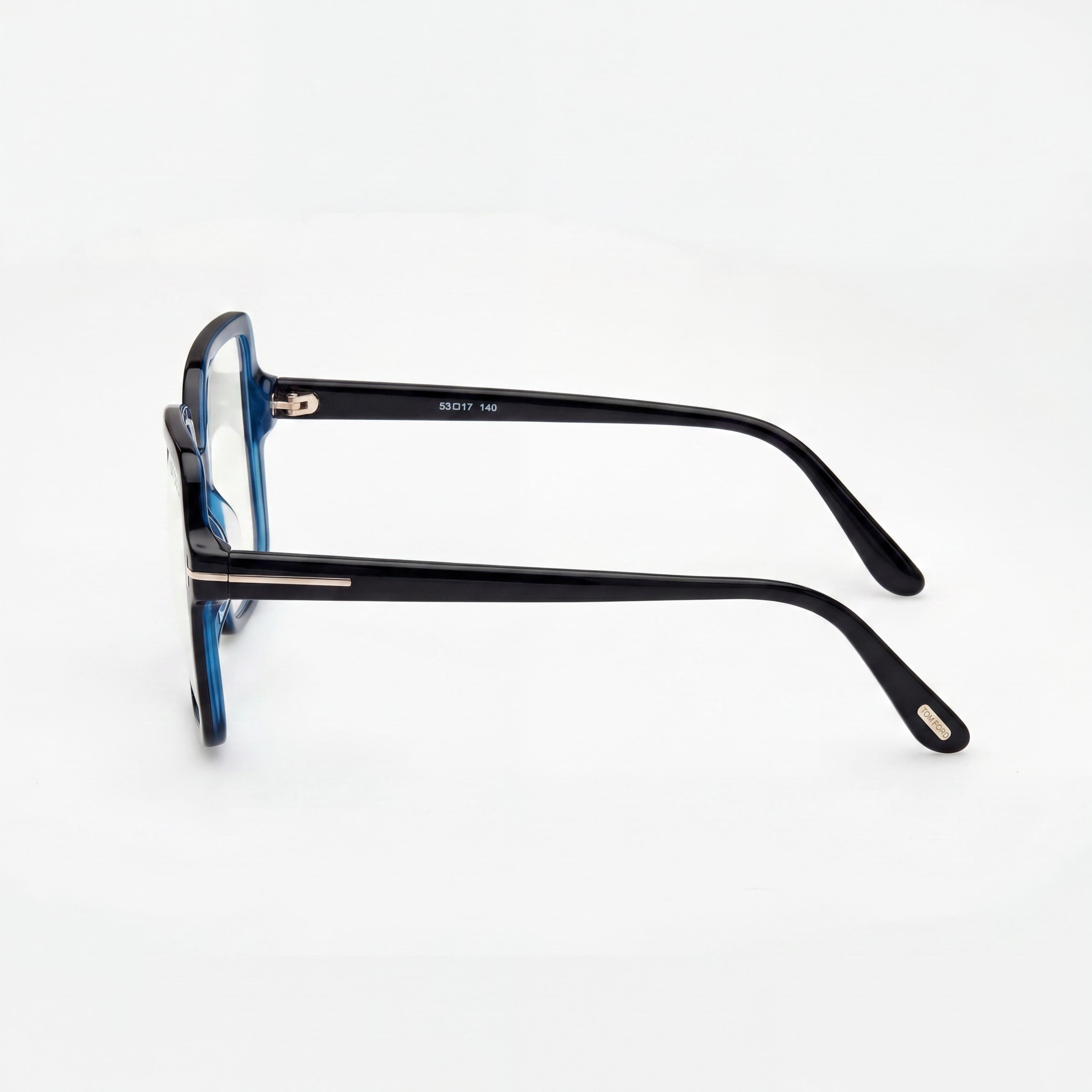 Gafas unisex Tom Ford Classic con montura de plástico, filtro azul y negro brillante, lentes negras (56-17-140 mm), Photo 2