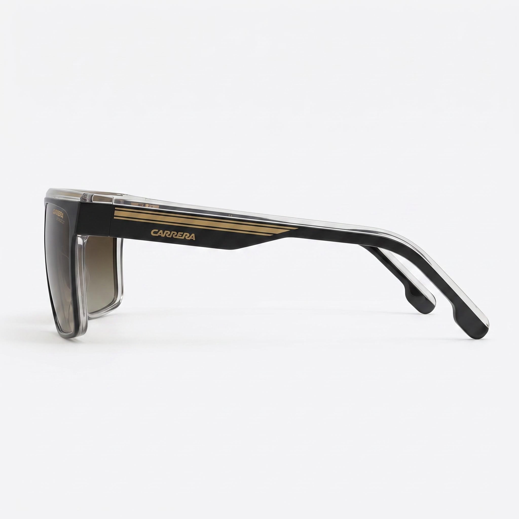 Gafas de sol Carrera 22/N para hombre, negras y doradas, de poliamida con lentes marrones degradadas y 100% protección UV de 63mm, Photo 2