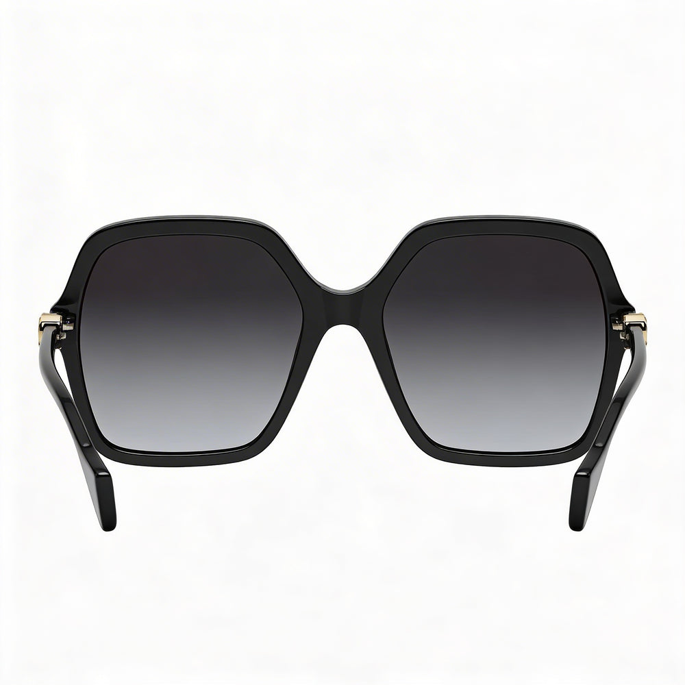 Gafas de sol Gucci Gg1072s-001 de mujer, de plástico negro, montura completa cuadrada, con protección UV y lentes grises degradadas, 56 mm