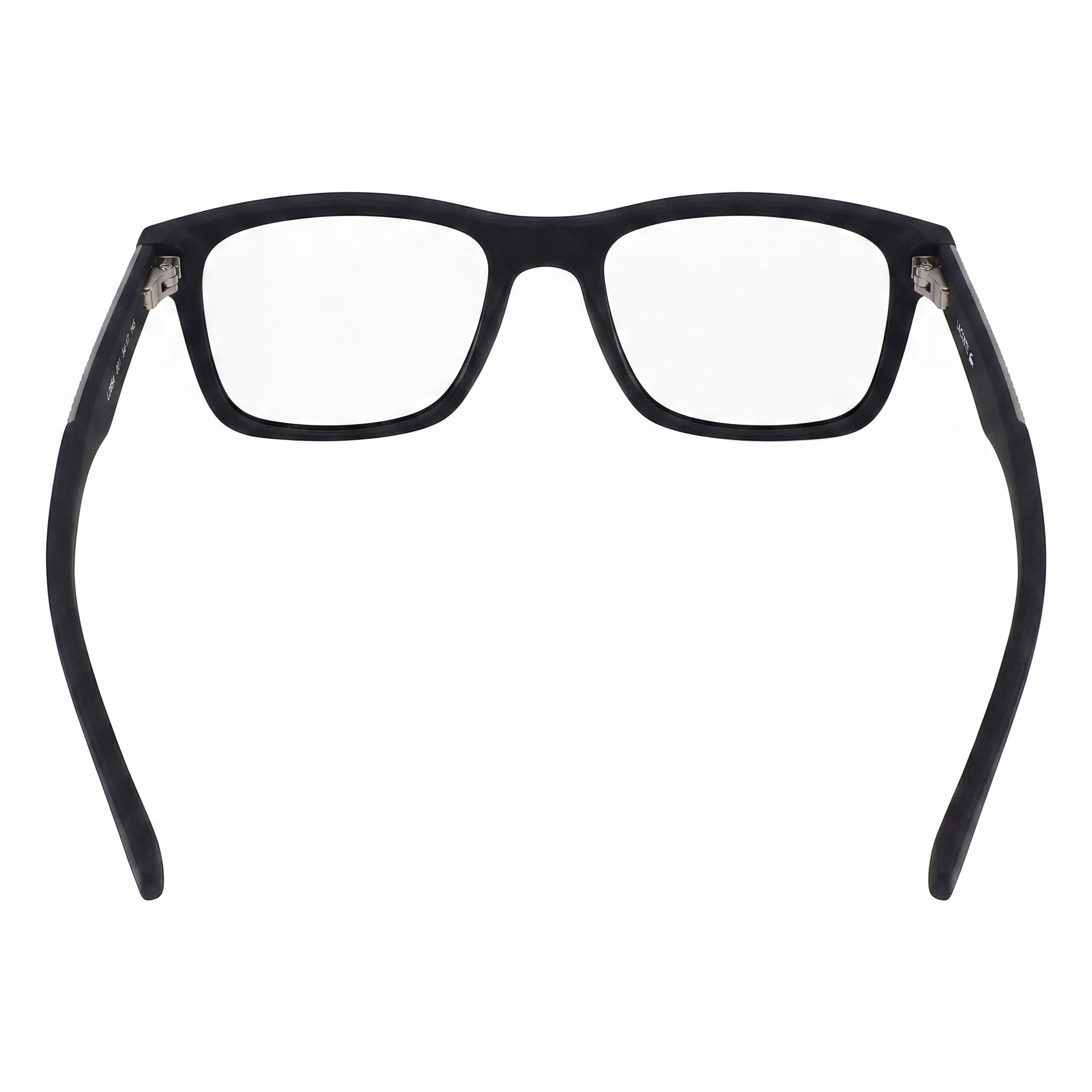 Montura oftálmica negra mate casual Lacoste para hombre con lentes de plástico transparentes Ancho de la lente 54 mm Ancho del puente 17 mm Longitud de la patilla 150 mm, Photo 3
