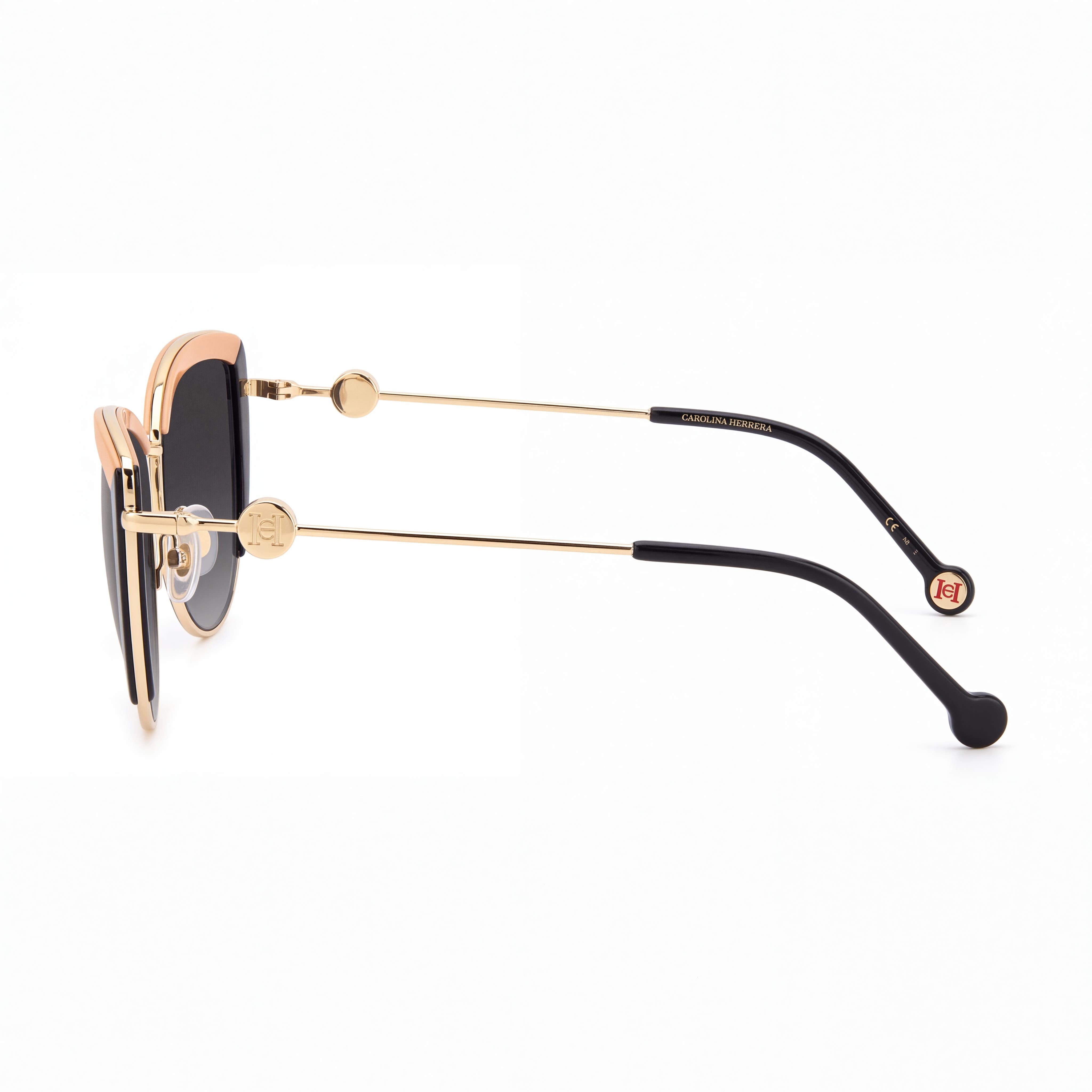 Carolina Herrera HER 0112/S Gafas de Sol Clásicas de Acero Inoxidable para Mujer Marco Dorado y Negro Lente UV Gris Oscuro Degradado 58mm, Photo 2