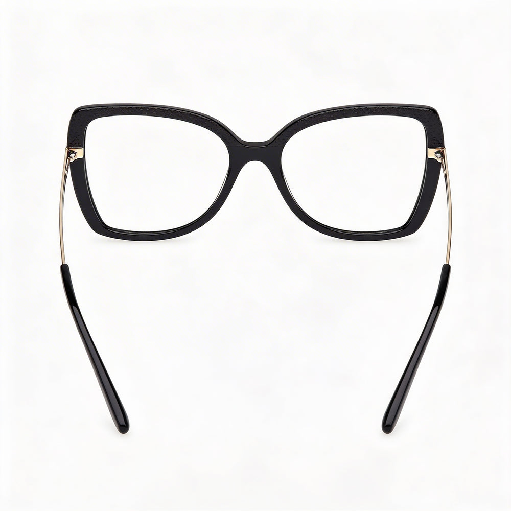 Guess Clásico Women's Plastic Frame Eyewear with Black Polycarbonate Lenses, Black Pale Gold, 54mm Lens, 18mm Bridge, 140mm Temple