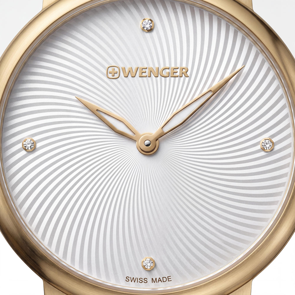 Wenger Urban Donnissima Women's Gold-Tone Stainless Steel White Leather Water Resistant Watch 35mm