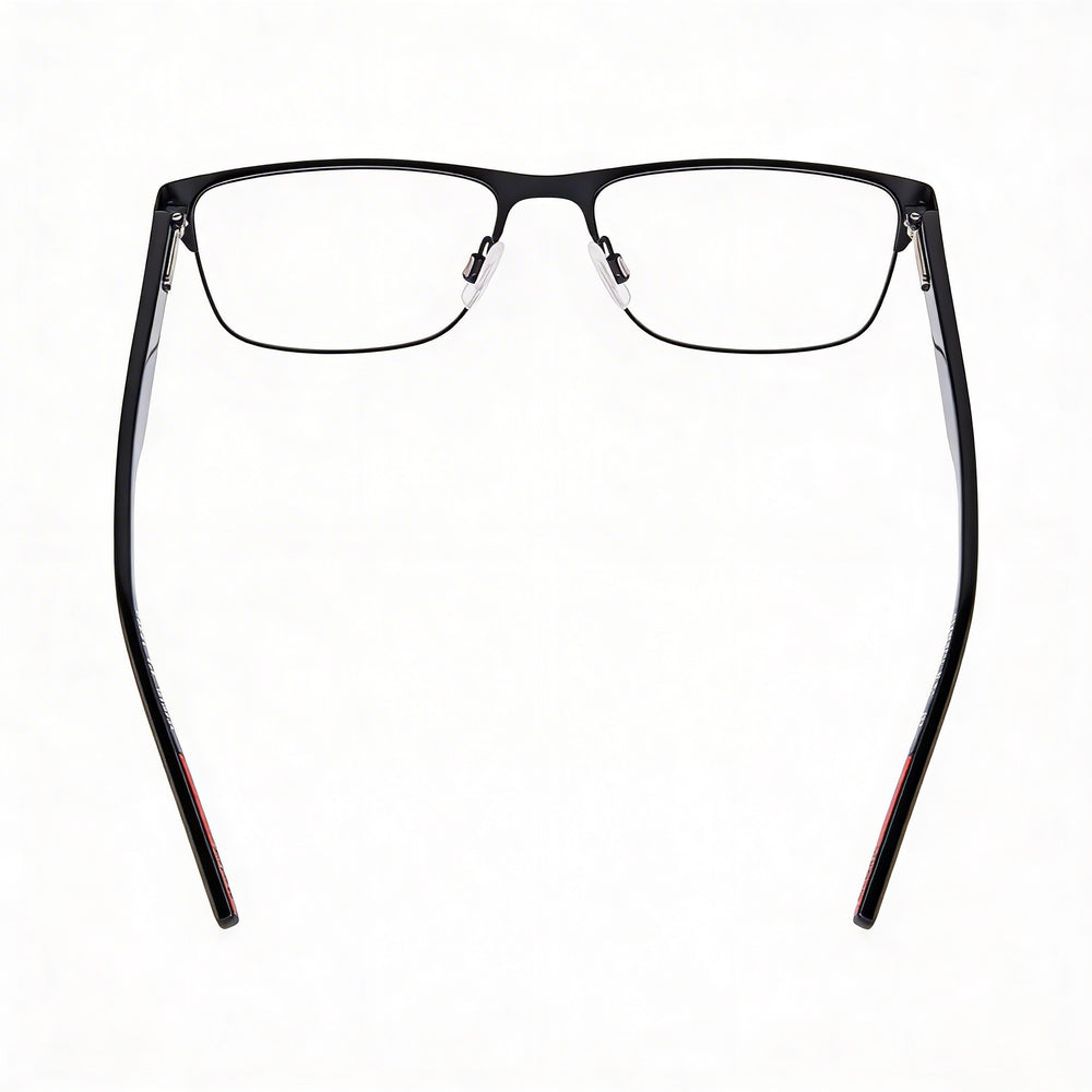 Hugo Boss Modern Men's Sunglasses with Black Alloy Steel Frame and Black Polycarbonate Lenses, 55mm