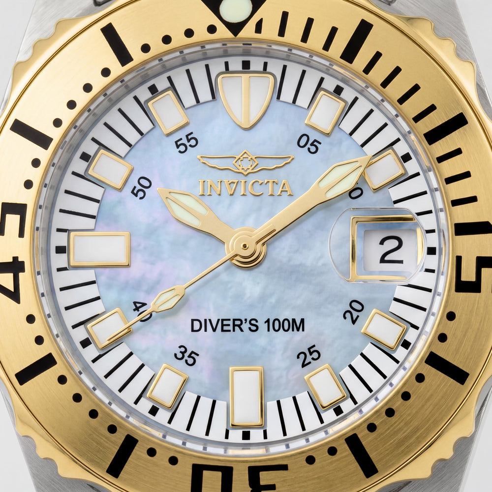 Reloj de pulsera Invicta 6895 Pro-Diver para mujer, de cuarzo suizo, con esfera de nácar y acero inoxidable de dos tonos