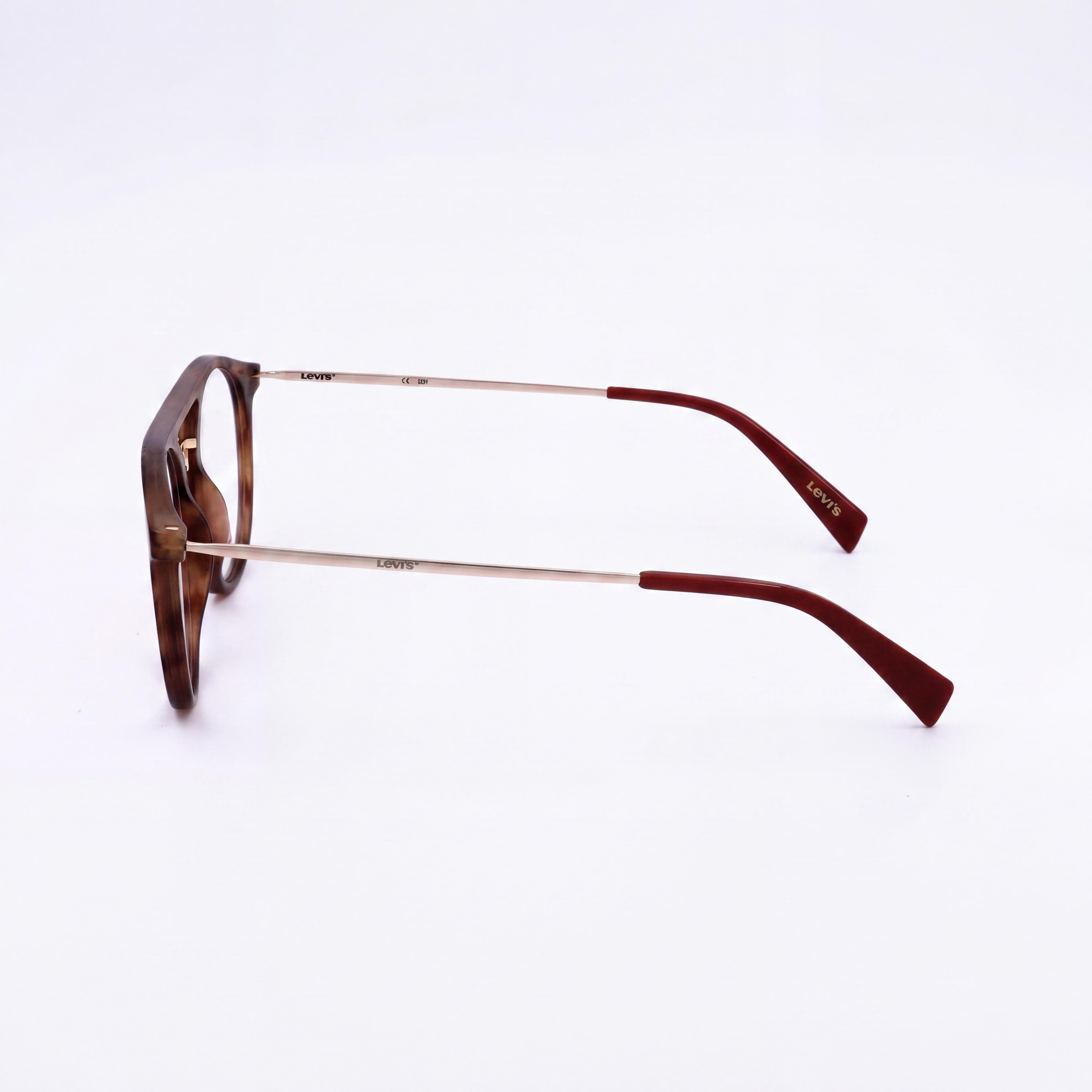 Levi's Eyewear Women's Round Oval Havana Red Polyamide Injected 51mm Clear Demo Lenses, Prescription Ready, Photo 2