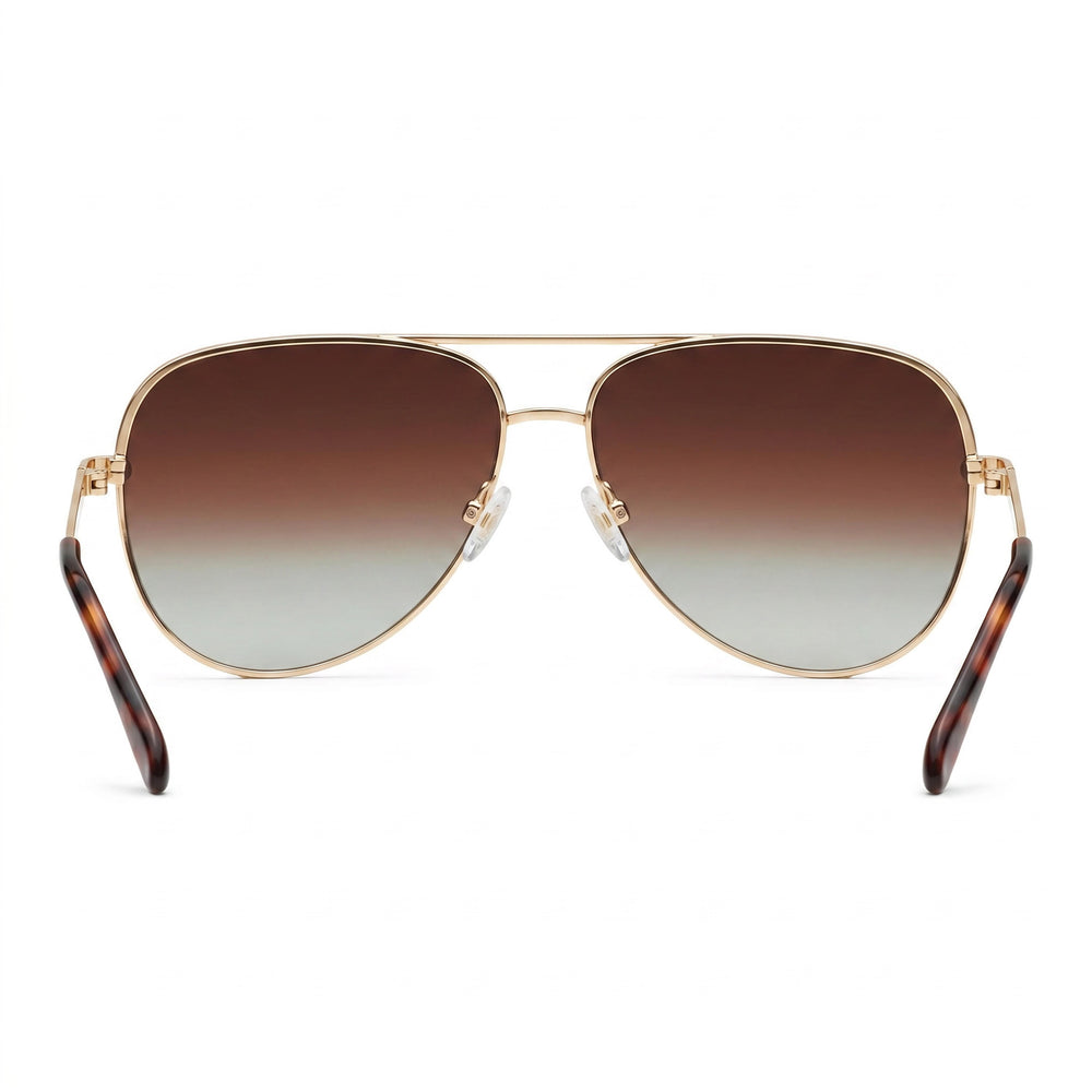 QUAY AUSTRALIA High Key Large Women's Metal Gold Brown Fade Frame Brown Fade Polarized UV Protection Sunglasses