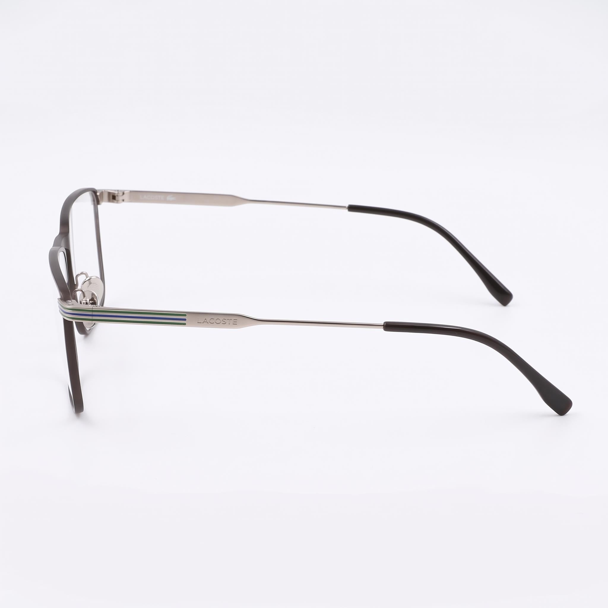 Gafas casuales Lacoste para hombre con montura negra mate y lentes de plástico transparentes, 54 mm de ancho de mica, Photo 3