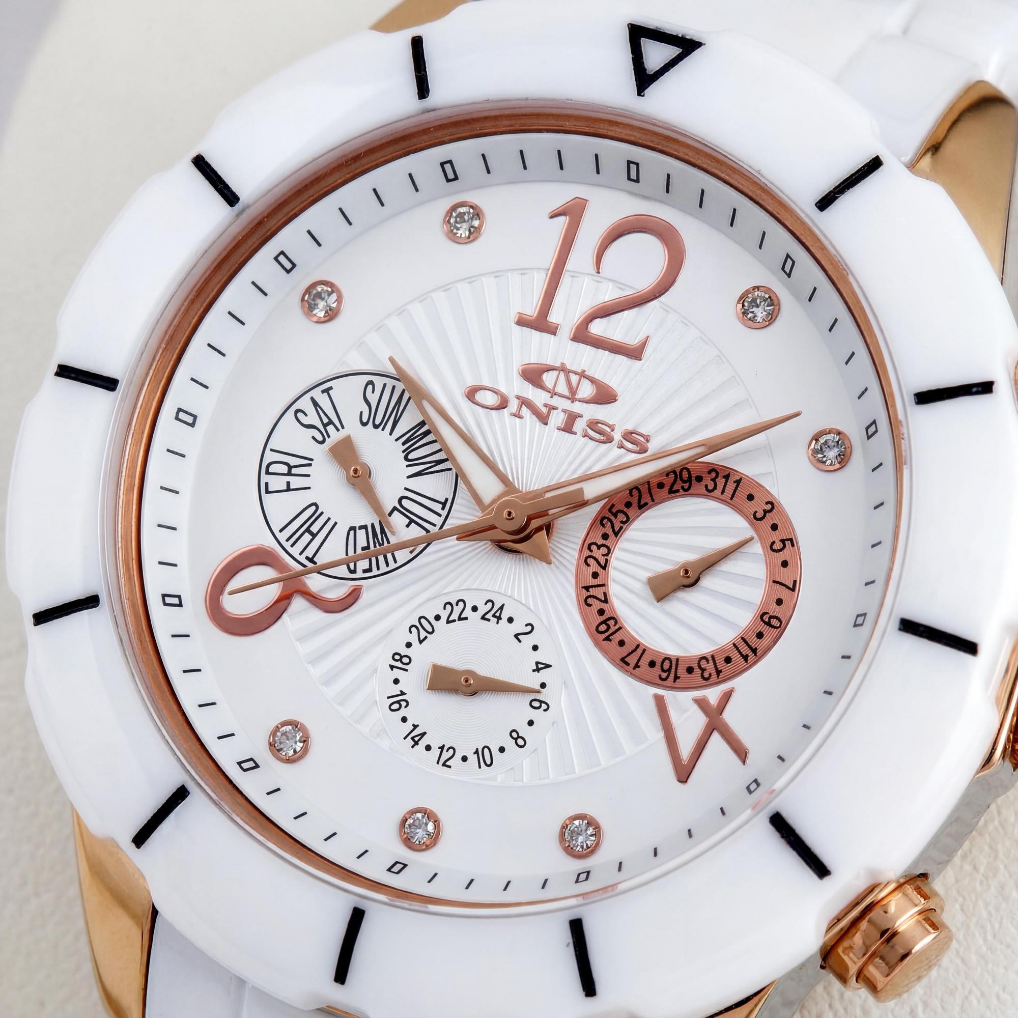 Reloj de cuarzo Oniss ARUBA ON7200 para hombre, esfera blanca, acero inoxidable y cerámica., Photo 2
