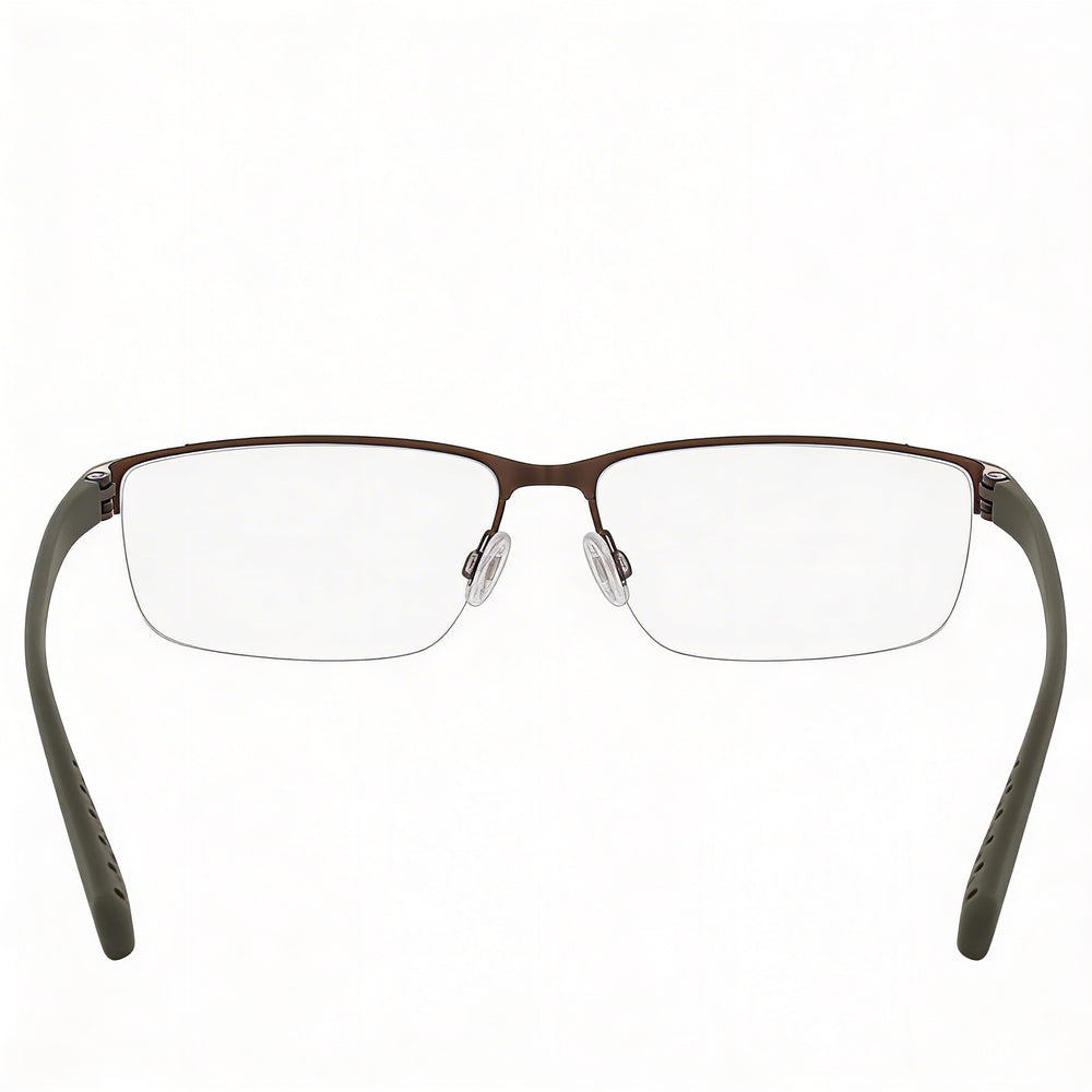 Gafas oftálmicas casuales para hombre Nike, armazón nogal-caqui militar, lentes de plástico transparente 56-16-140