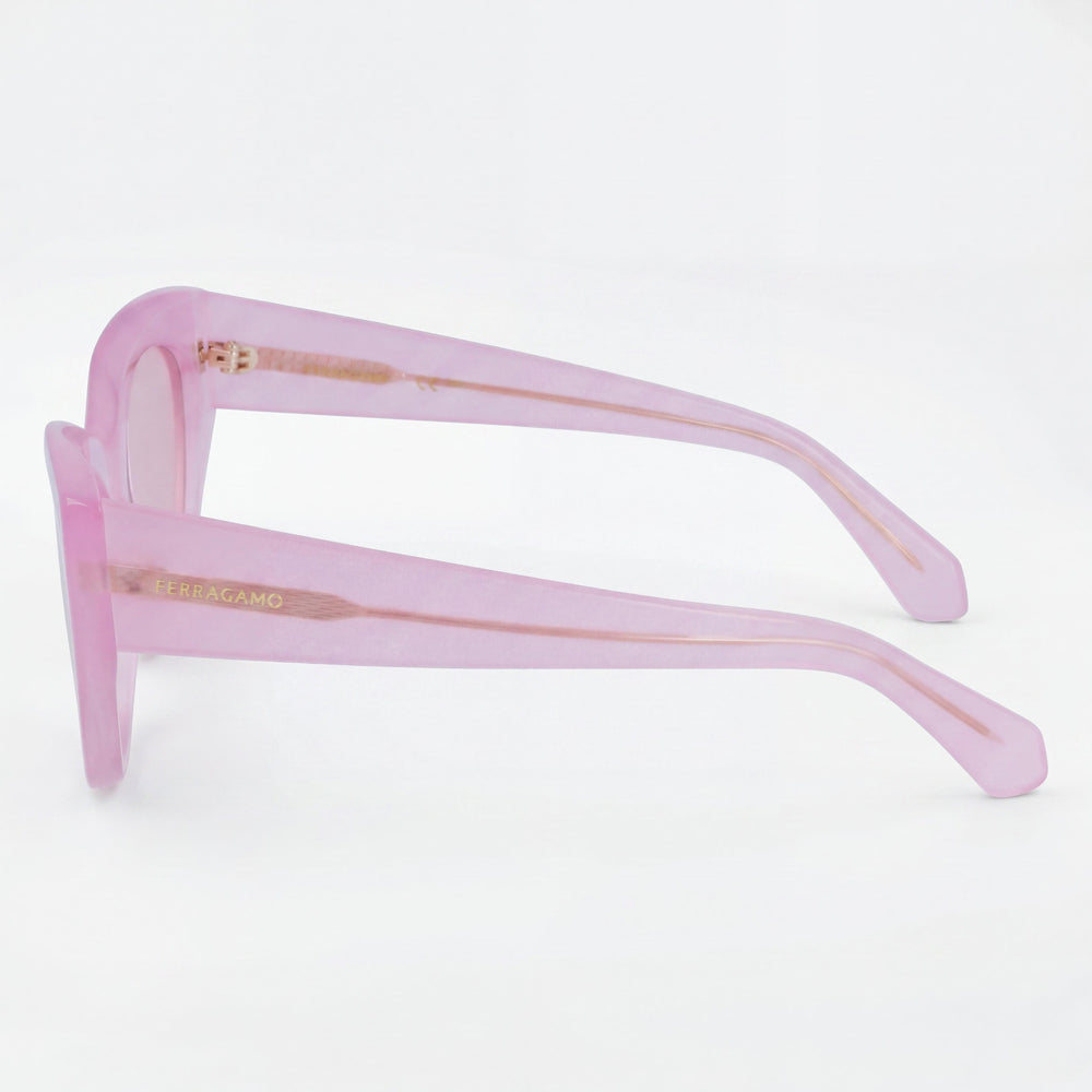 Gafas de sol deportivas unisex Salvatore Ferragamo SF1107S con montura de plástico multicolor y protección UV, lentes rosa opalino, 55 mm