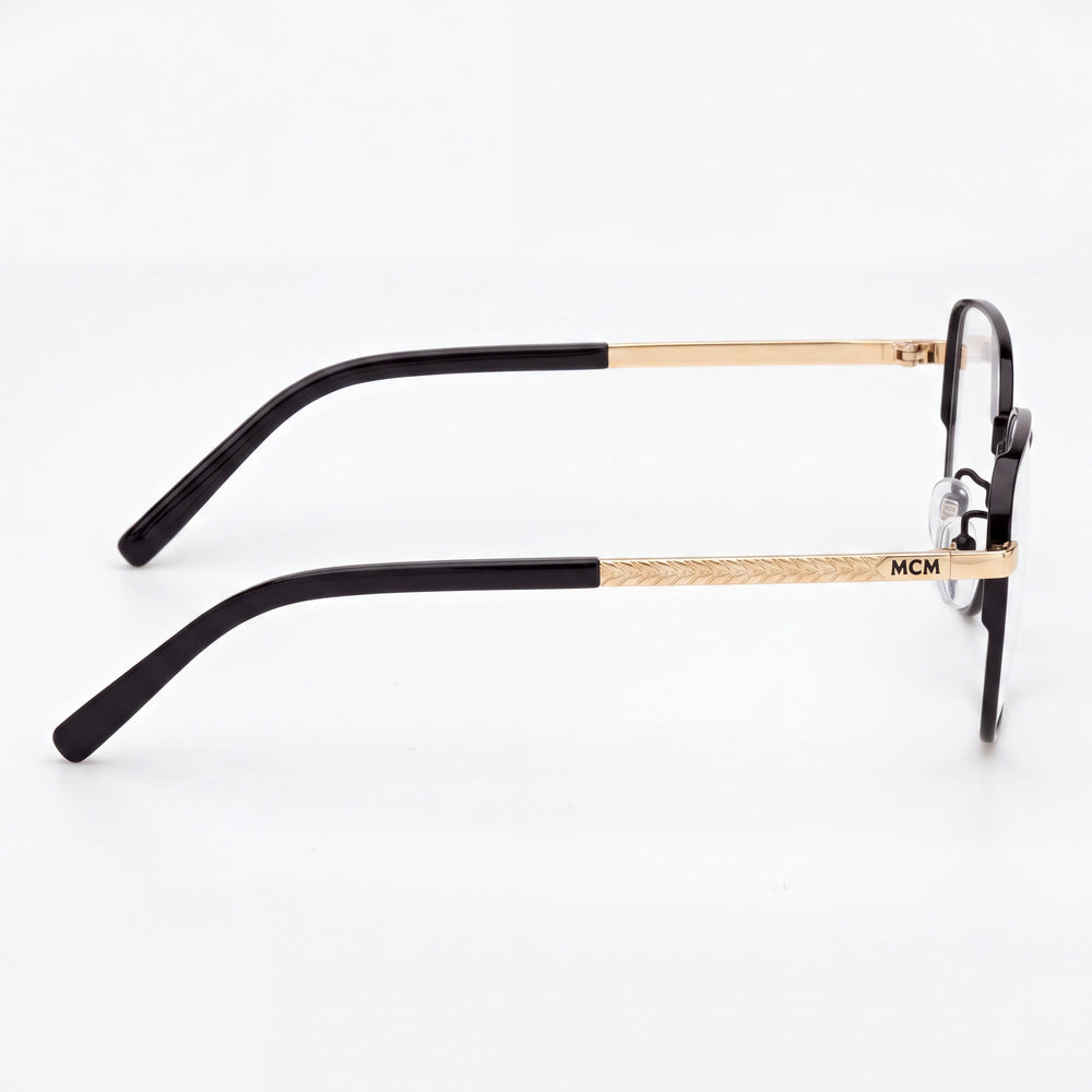 MCM Worldwide MW5021-H Unisex Eyewear with Metal Frame in Shiny Black and Shiny Deep Gold, 53mm Lens Width