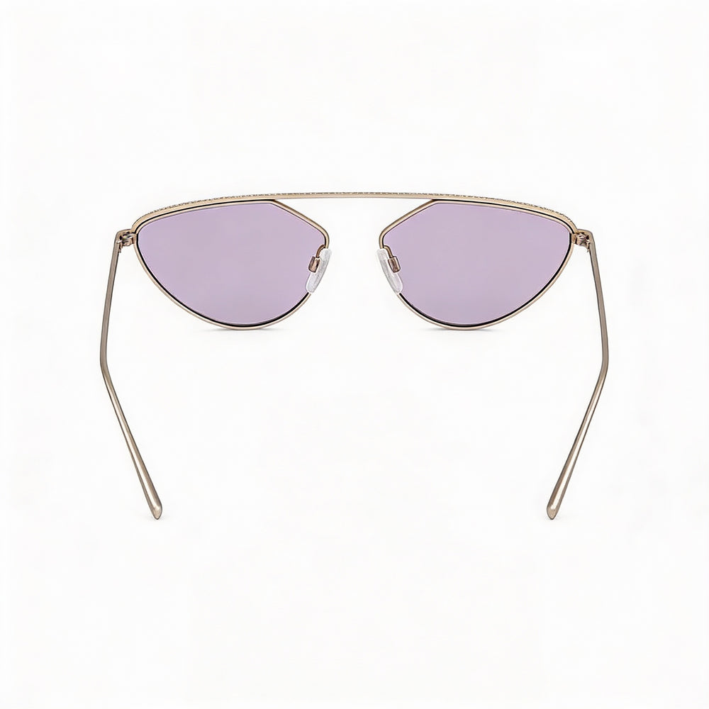 Gafas de sol DKNY Classic para mujer con montura de metal dorado, lentes ahumados claros y protección UV de 55 mm