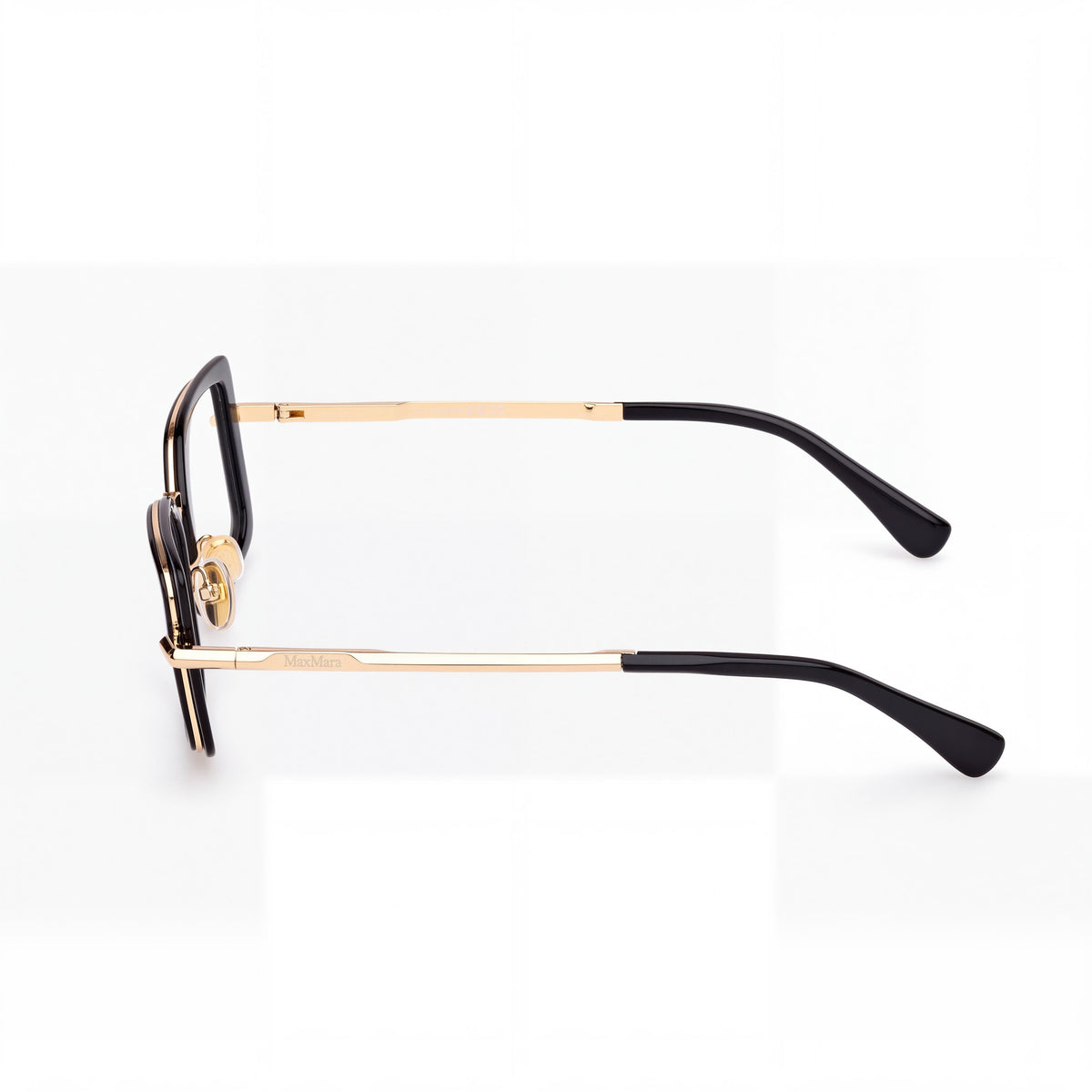 MaxMara MODERNO Women's Acetate Black Deep Gold Eyeglasses 53mm, Photo 3
