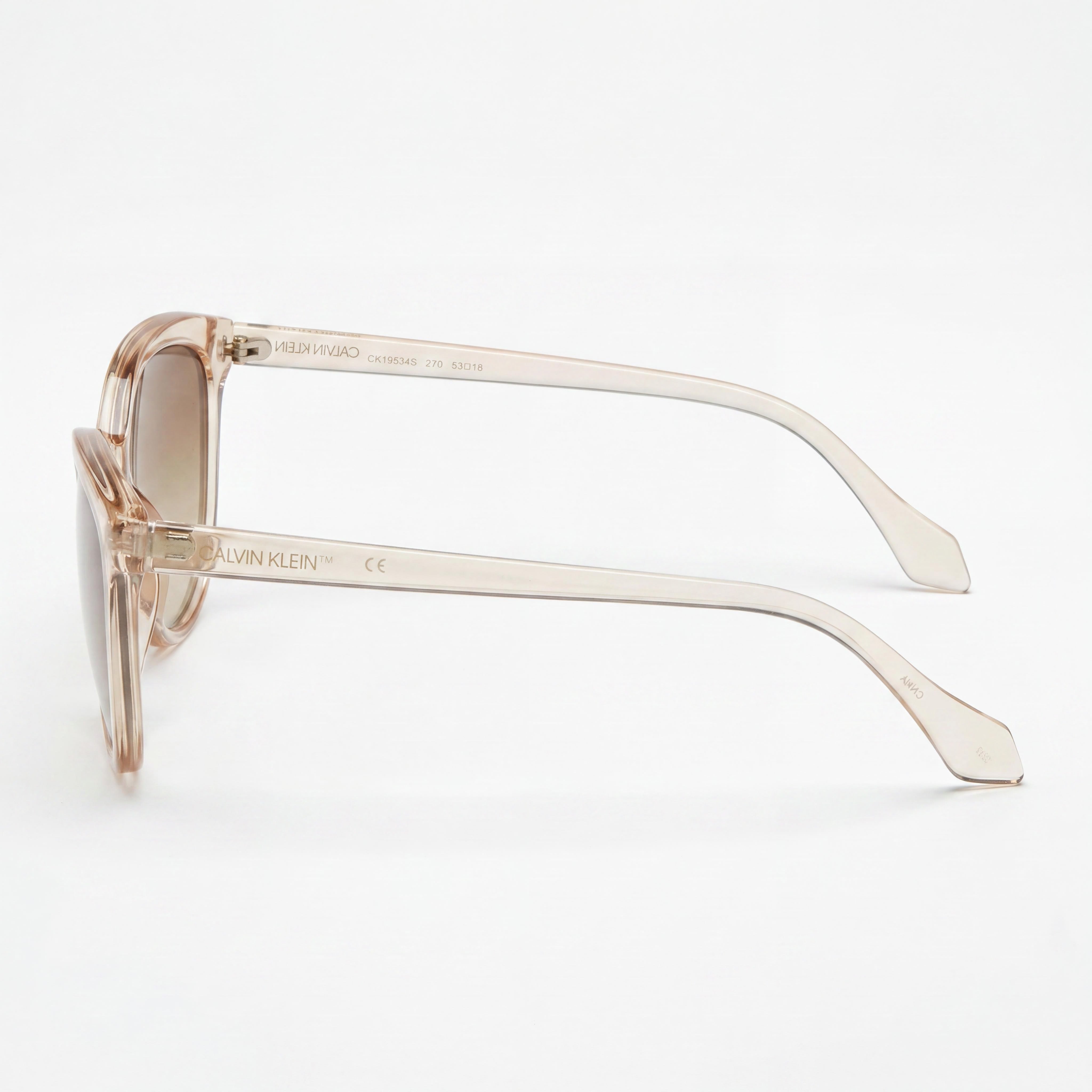 Calvin Klein Ck19536s Women's Cat Eye Crystal Beige Plastic Non-Polarized UV Protection Sunglasses 55mm, Photo 3