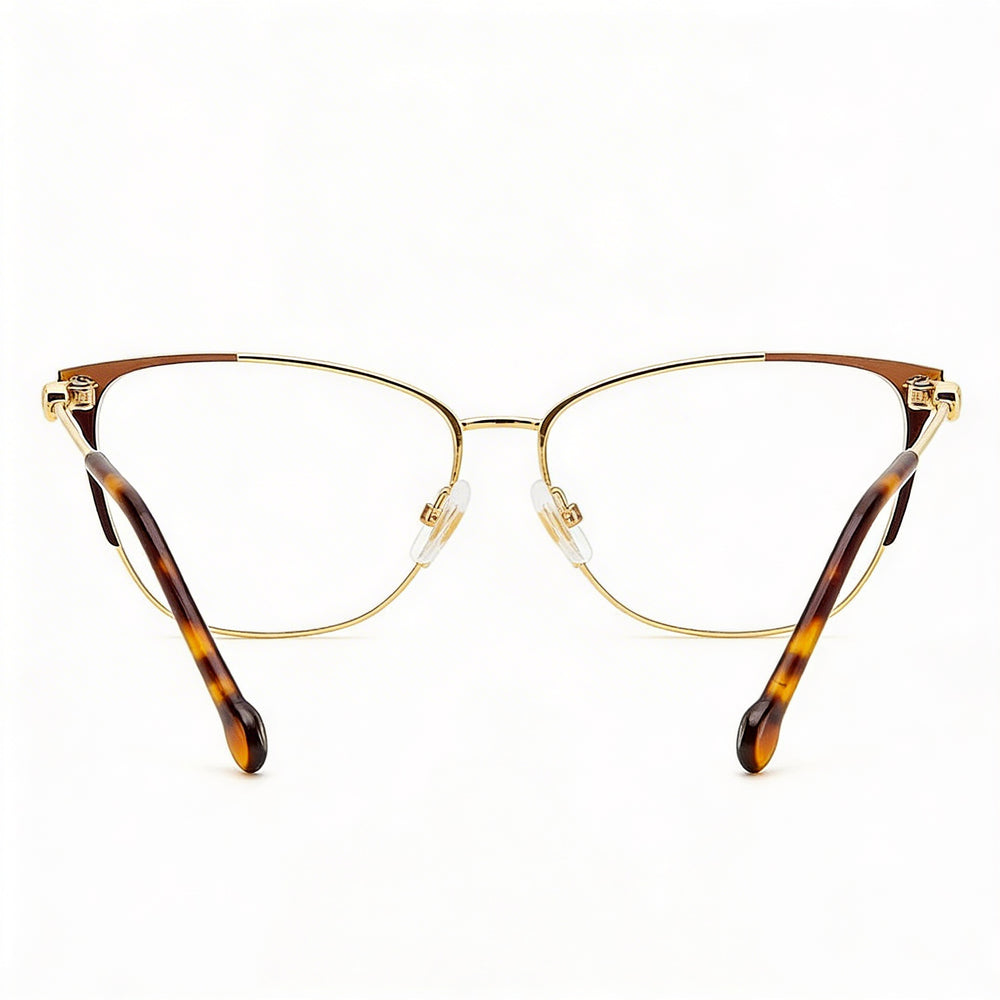 Gafas casuales para mujer Carolina Herrera con montura de acero de aleación dorado-marrón y lentes de policarbonato de 57 mm