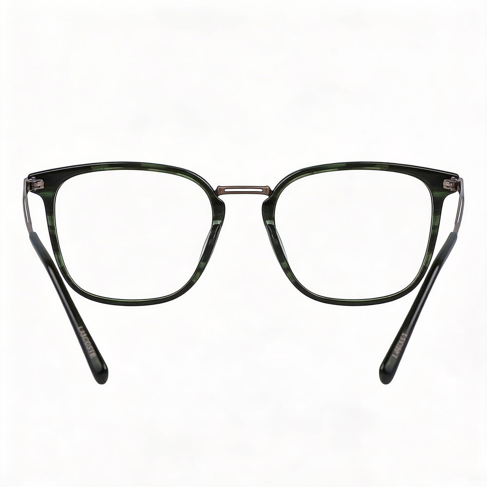 Gafas de hombre casual Lacoste, montura habana, lentes transparentes de plástico 52mm