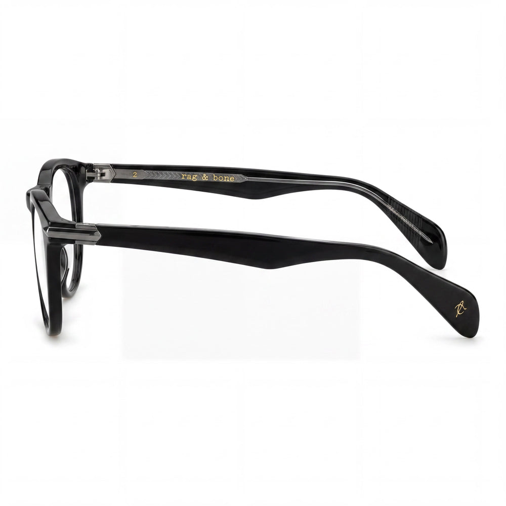 Gafas Rag & Bone Rnb 7003 para hombre, montura de acetato negro con lentes transparentes personalizables, tallas 51-21-145 mm