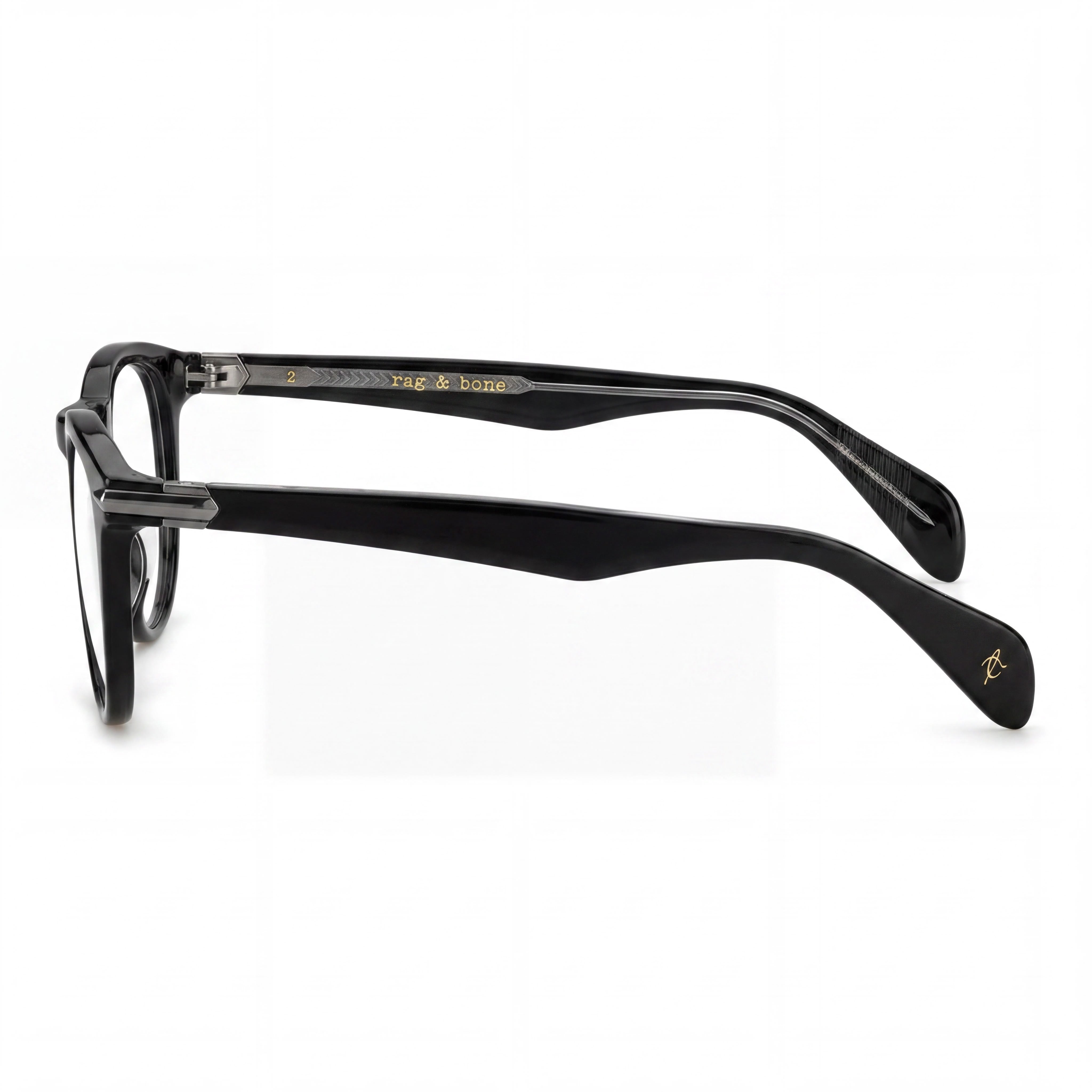 Gafas Rag & Bone Rnb 7003 para hombre, montura de acetato negro con lentes transparentes personalizables, tallas 51-21-145 mm, Photo 2
