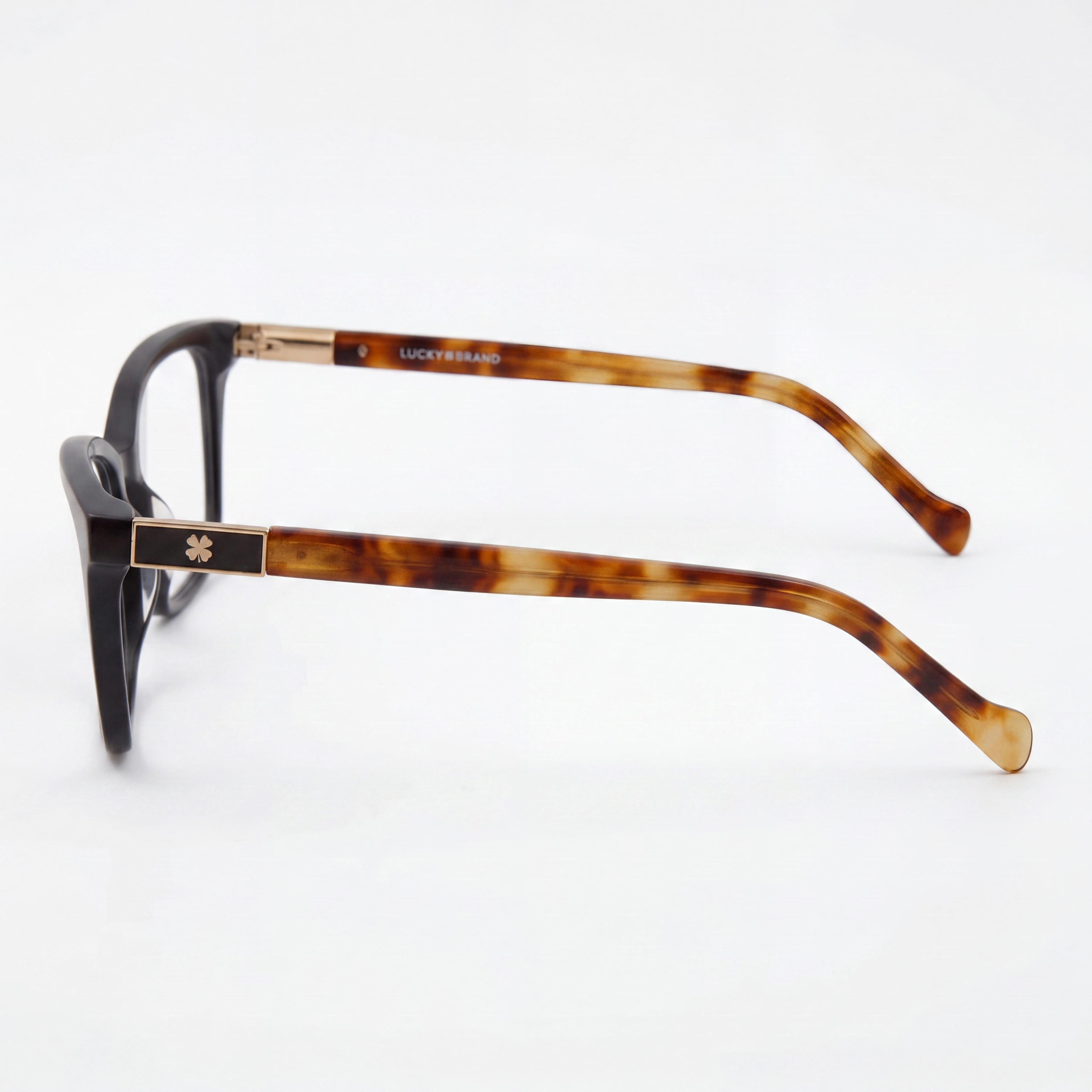 Gafas Lucky Brand D224 de plástico rectangular para mujer, color negro tortuga, logo dorado, 54-16, Photo 2