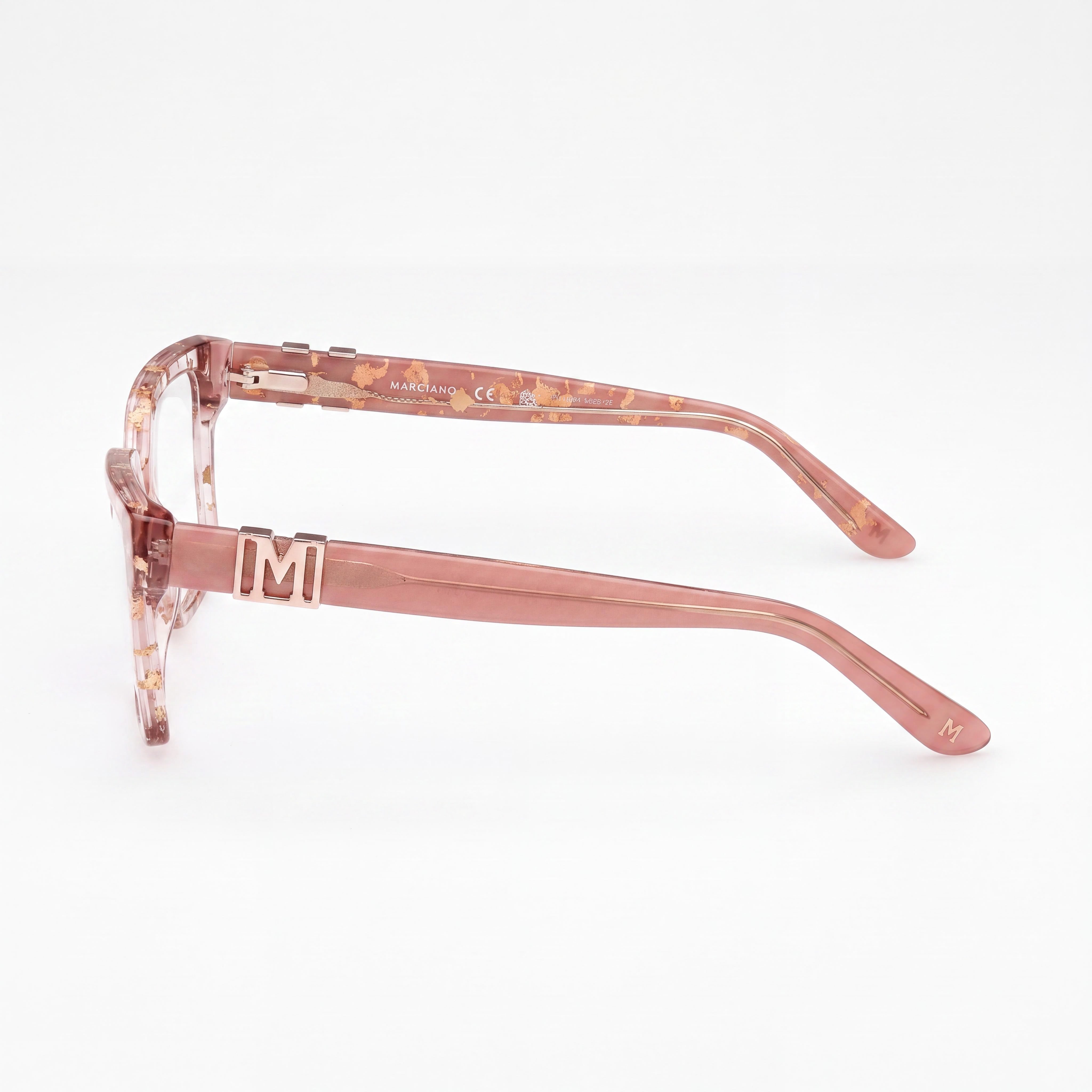 Gafas GUESS by Marciano para Hombre, Montura de Plástico Brillante Rosa Claro, Lentes Claras (no de Policarbonato) de 54mm, Photo 2