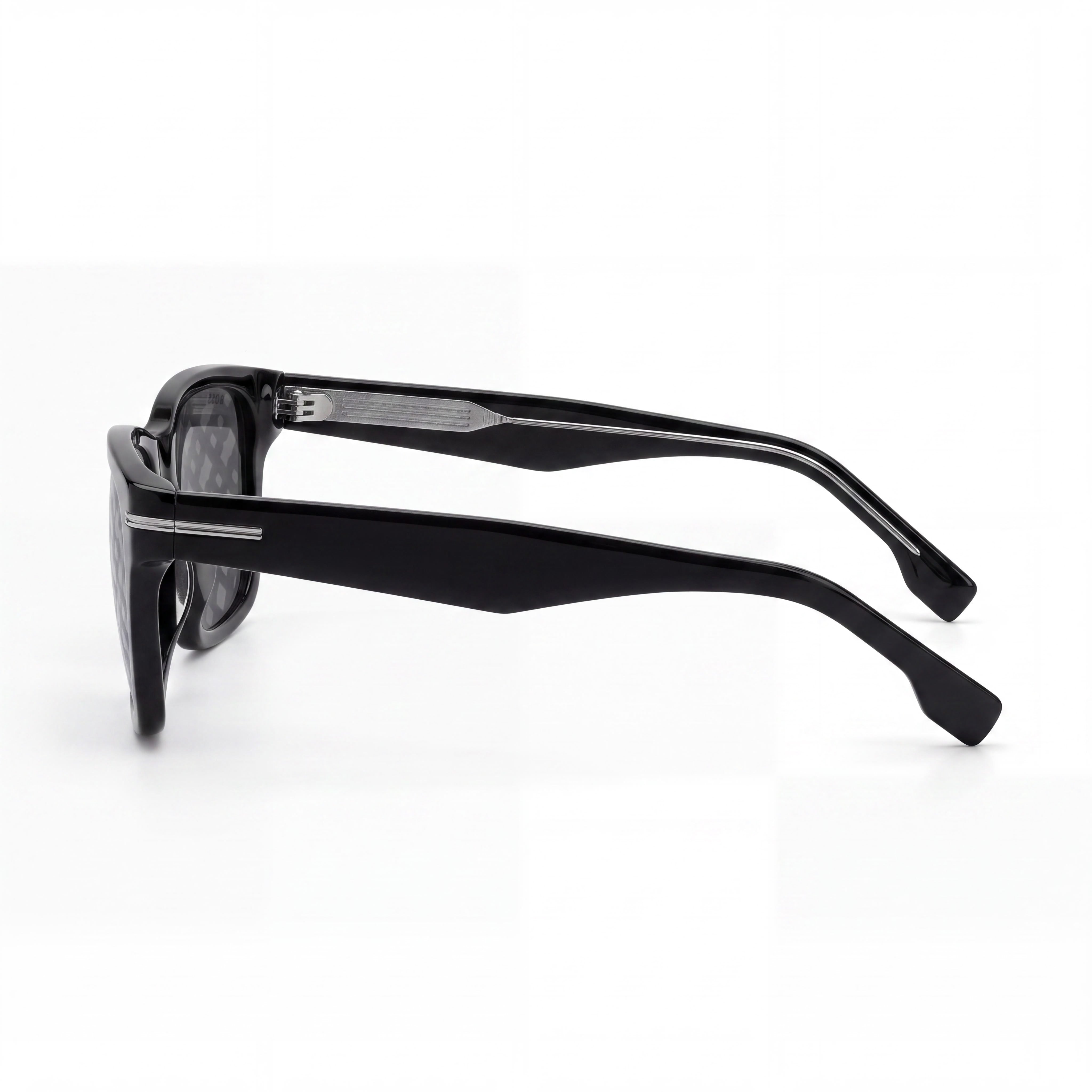 Hugo Boss Boss 1739/F/Sk Rectangular Women's Black Acetate Frame Grey Mirror Silver Polycarbonate Lens UV Protection Sunglasses 56mm, Photo 3