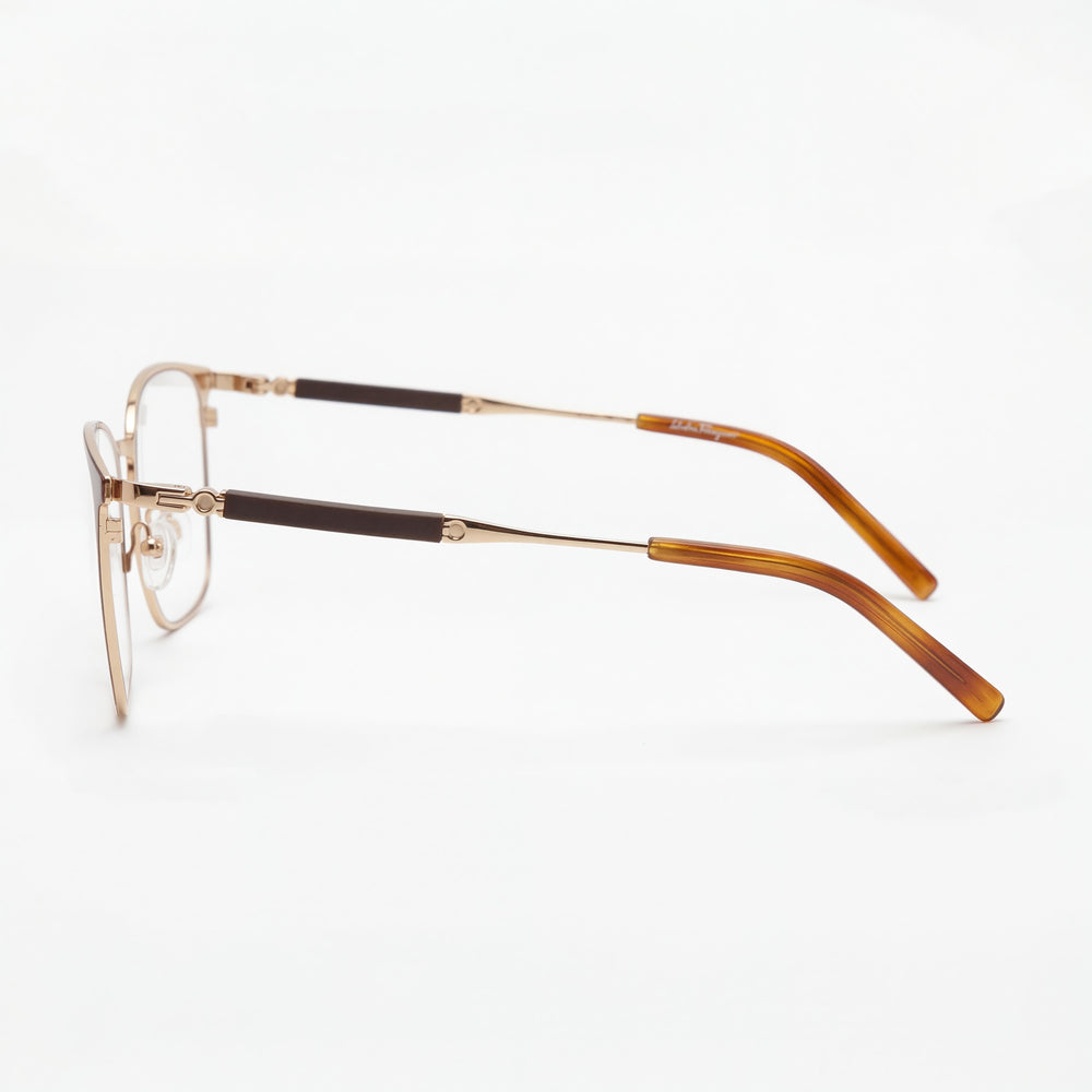 Gafas de titanio cuadradas unisex Salvatore Ferragamo Sf2566 Carey Dorado 54mm