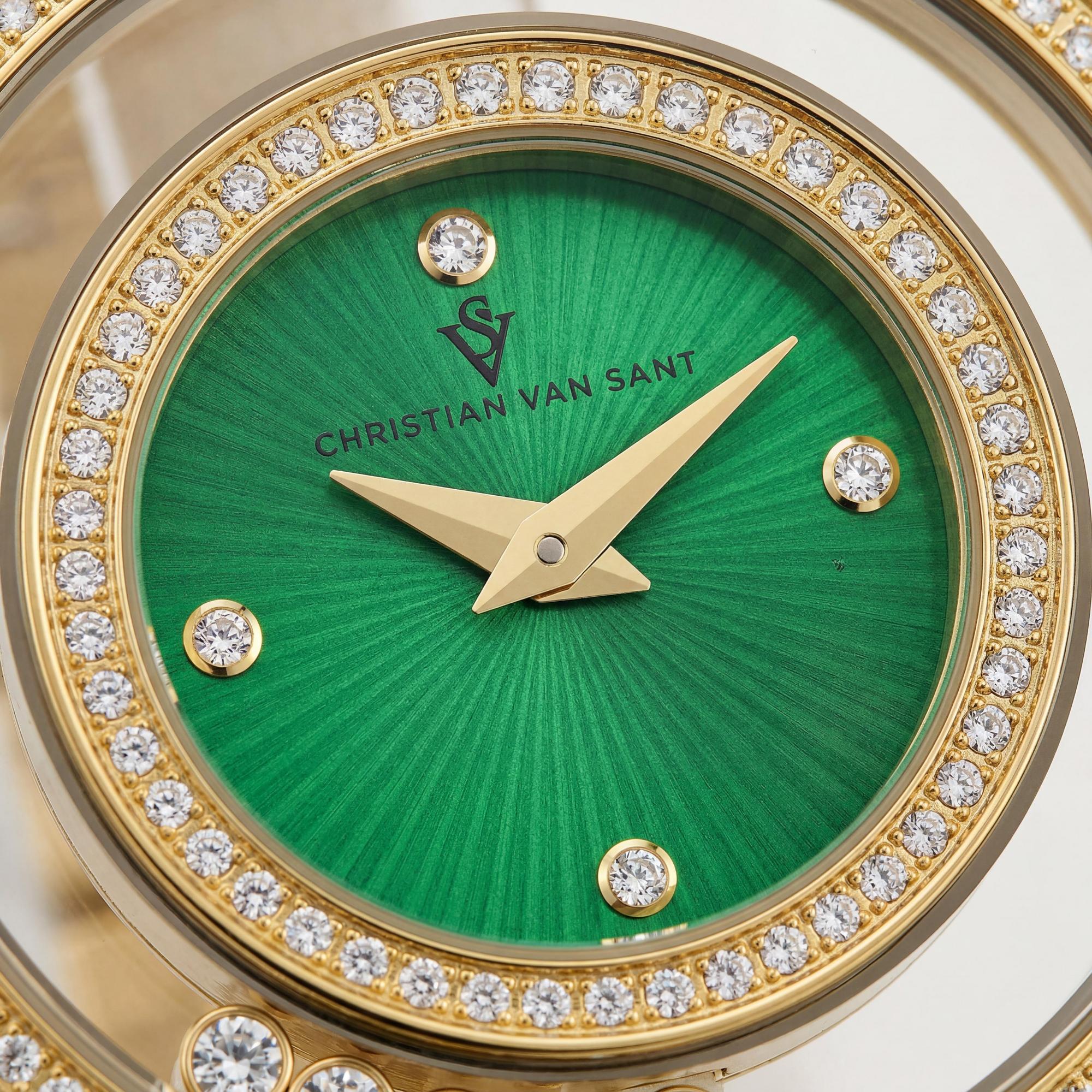 Reloj de cuarzo para mujer de Christian Van Sant, acero inoxidable, esfera verde, resistente al agua., Photo 2