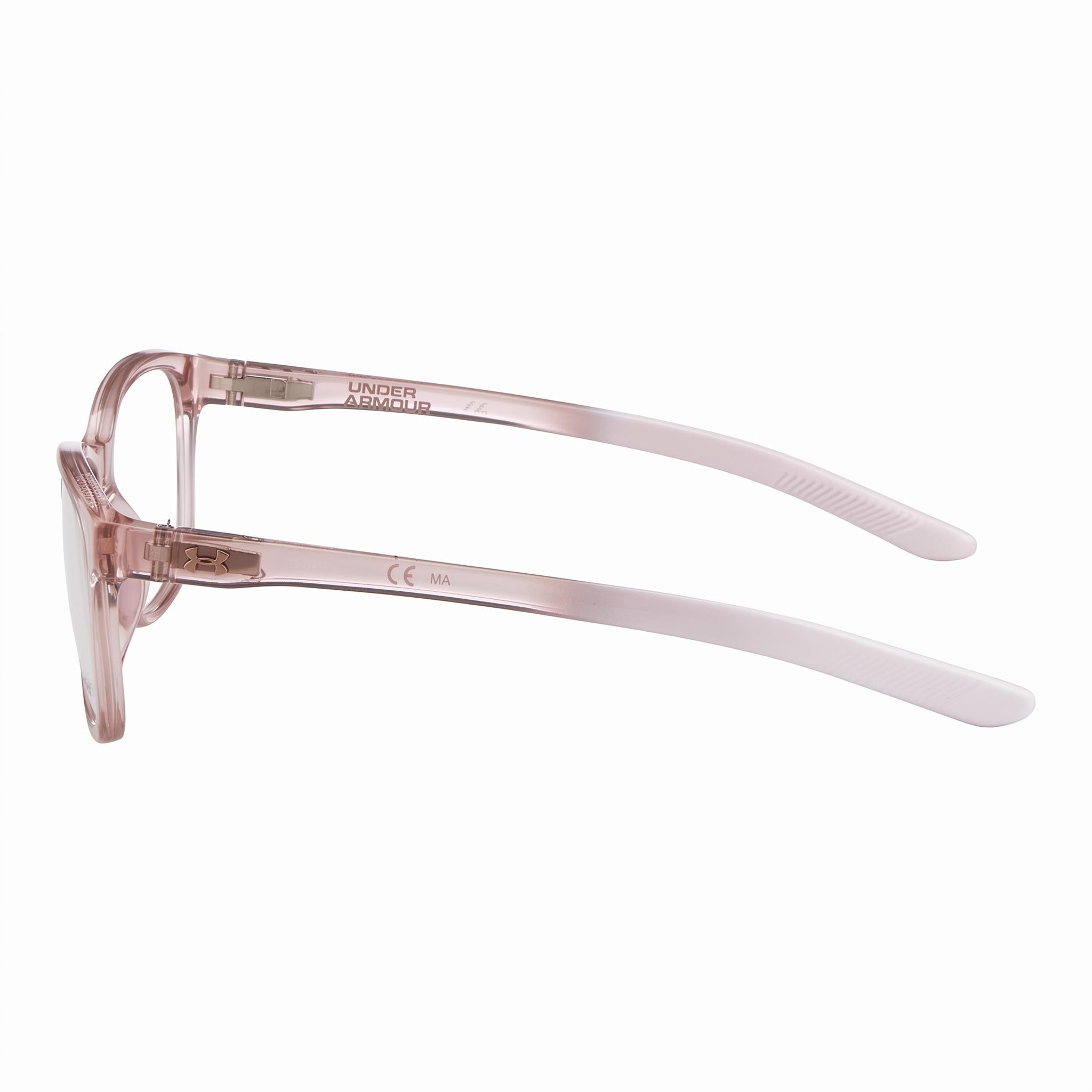 Under Armour Women's Ua 5025 Rectangular Optical Frames in Polyamide Crystal Pink, 53mm, Photo 3