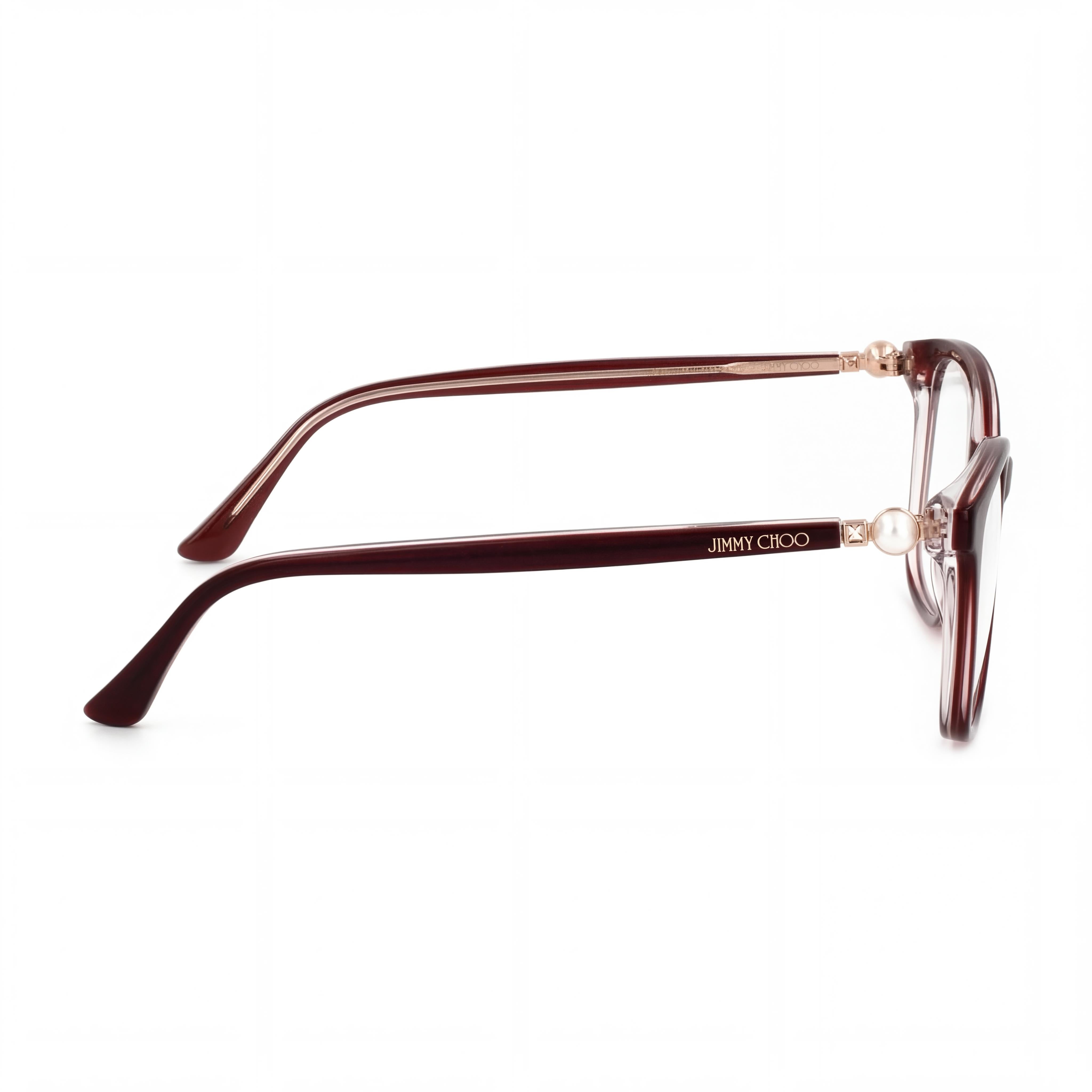 Gafas rectangulares Jimmy Choo JC377 Burgundy Pearl para mujer, Photo 3
