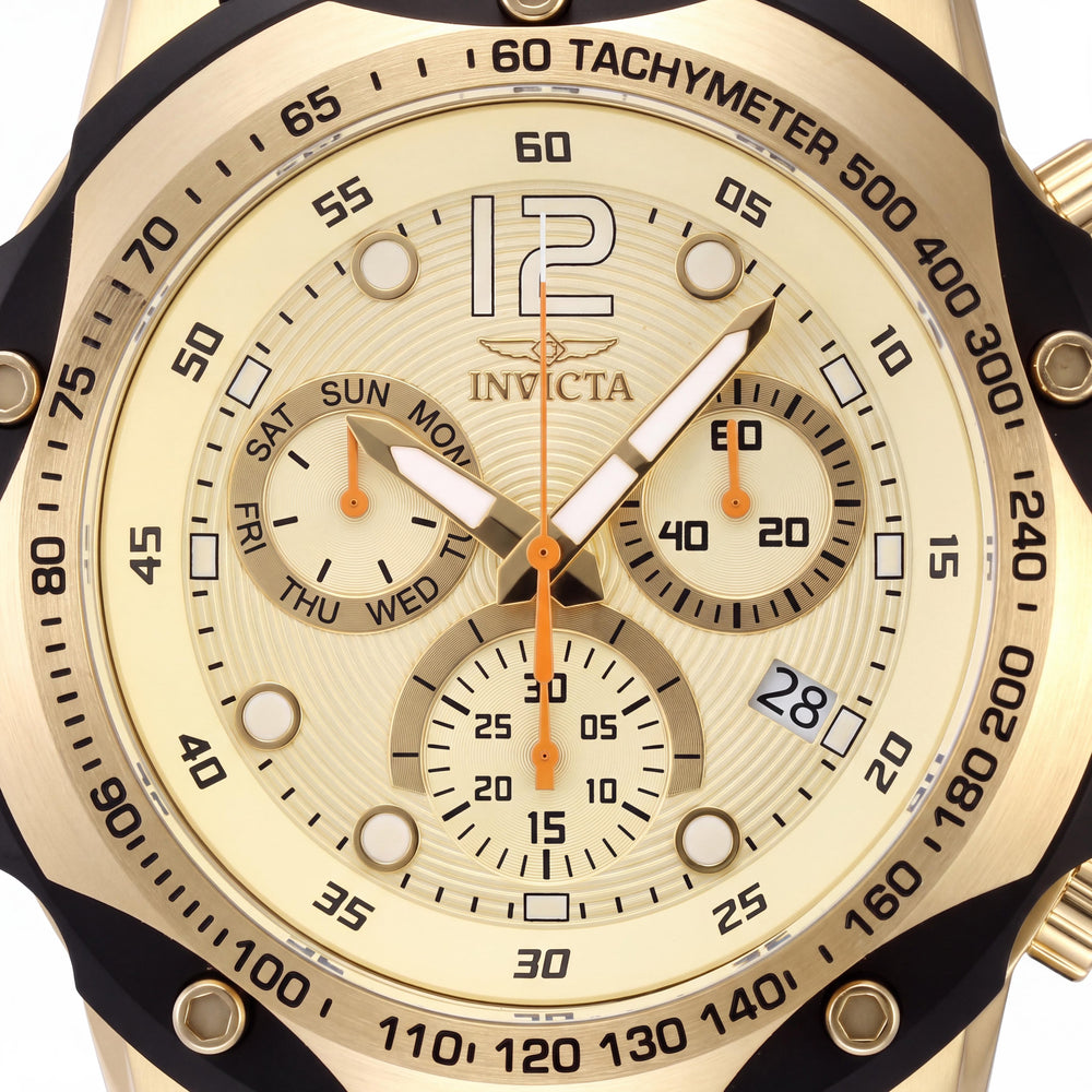 Reloj unisex Invicta Speedway 48910 de cronógrafo, acero inoxidable tono oro y silicona negra, 51 mm