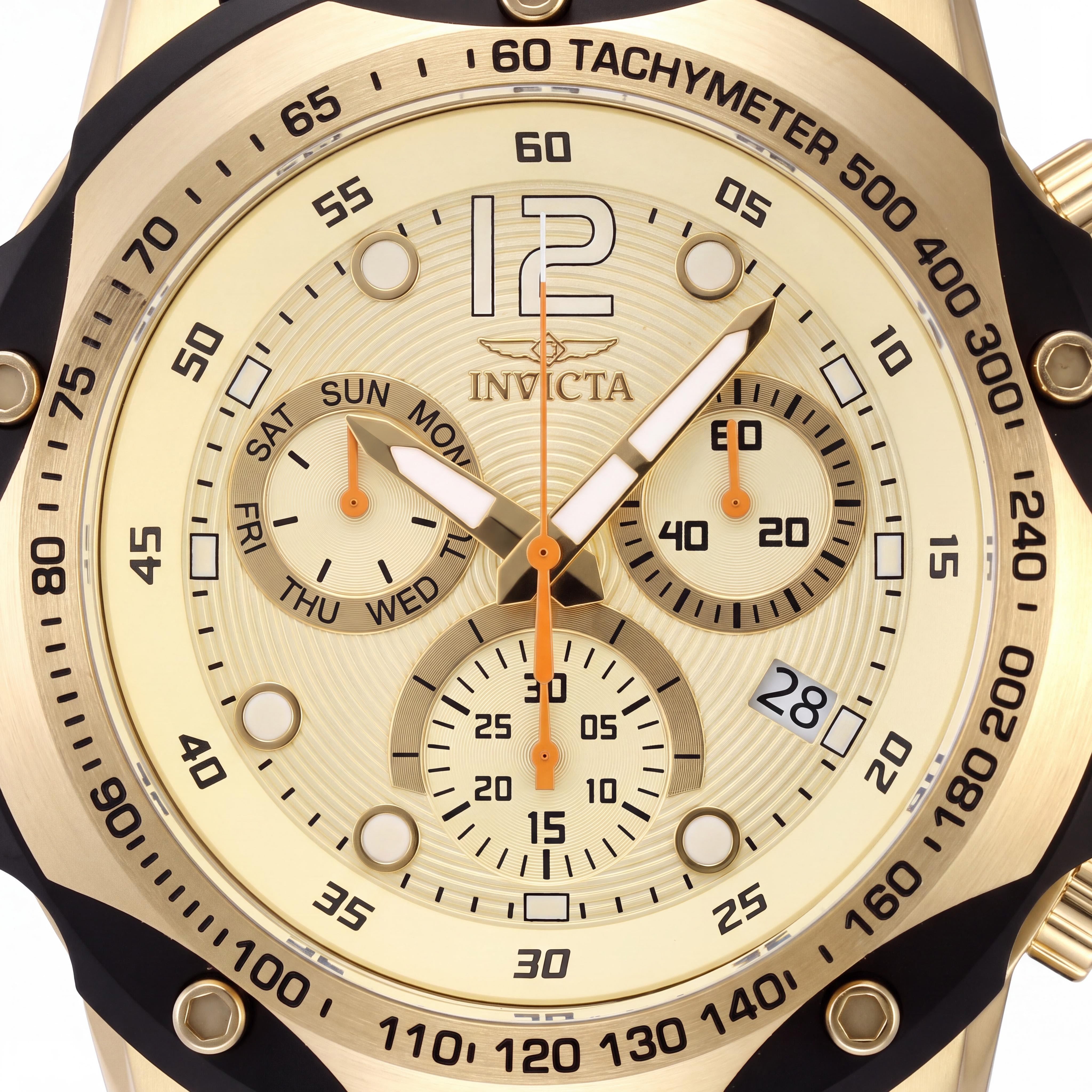 Reloj unisex Invicta Speedway 48910 de cronógrafo, acero inoxidable tono oro y silicona negra, 51 mm, Photo 2