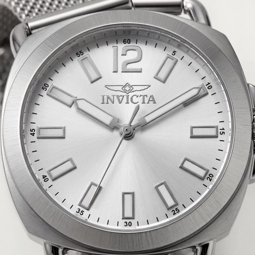 Reloj de cuarzo Invicta Wildflower 48915 para mujer, de acero inoxidable, de 32 mm, con esfera plateada y pulsera de eslabones.