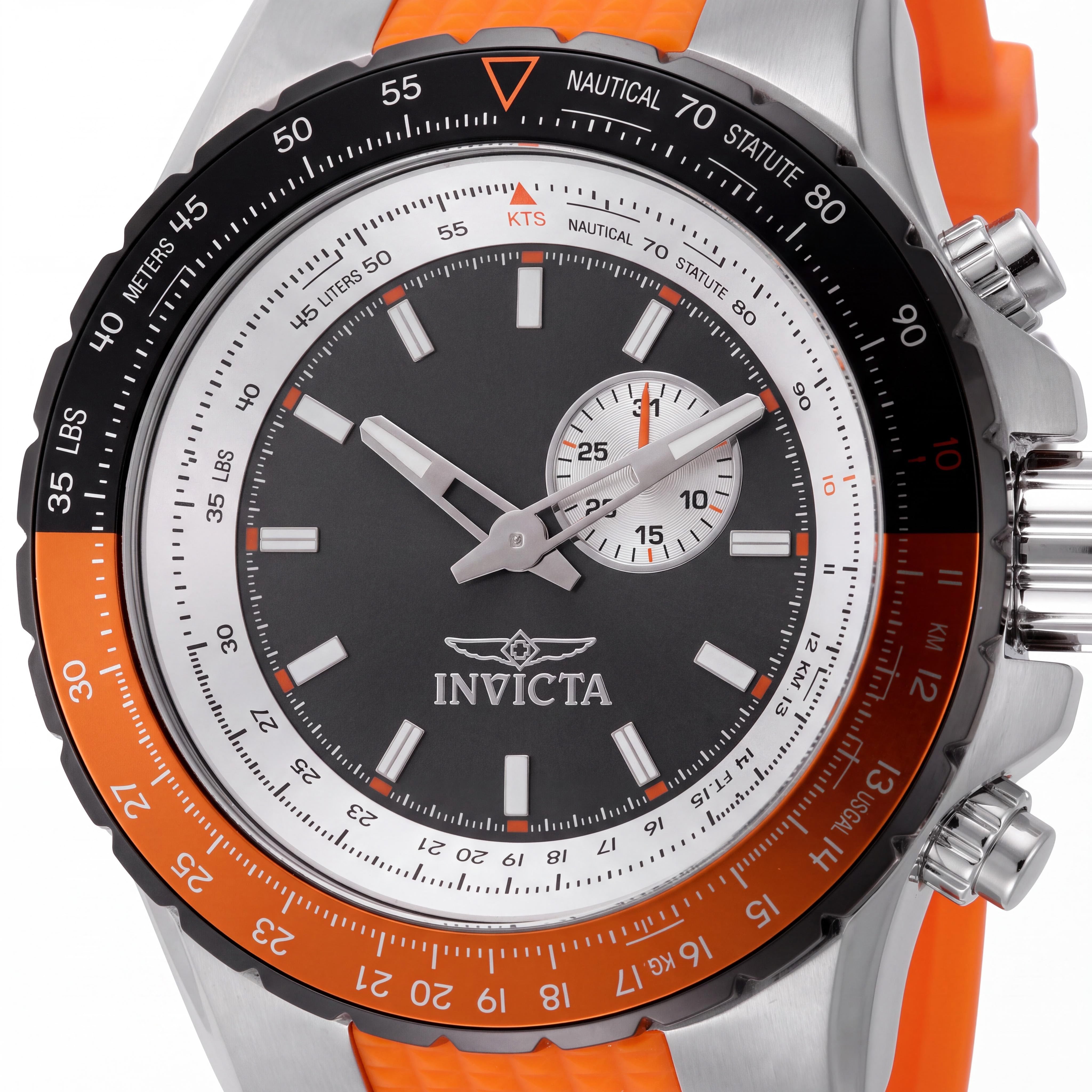 Invicta Aviator 49721 Unisex Quartz Stainless Steel Grey Dial Silicone Strap 50mm Watch, Photo 2