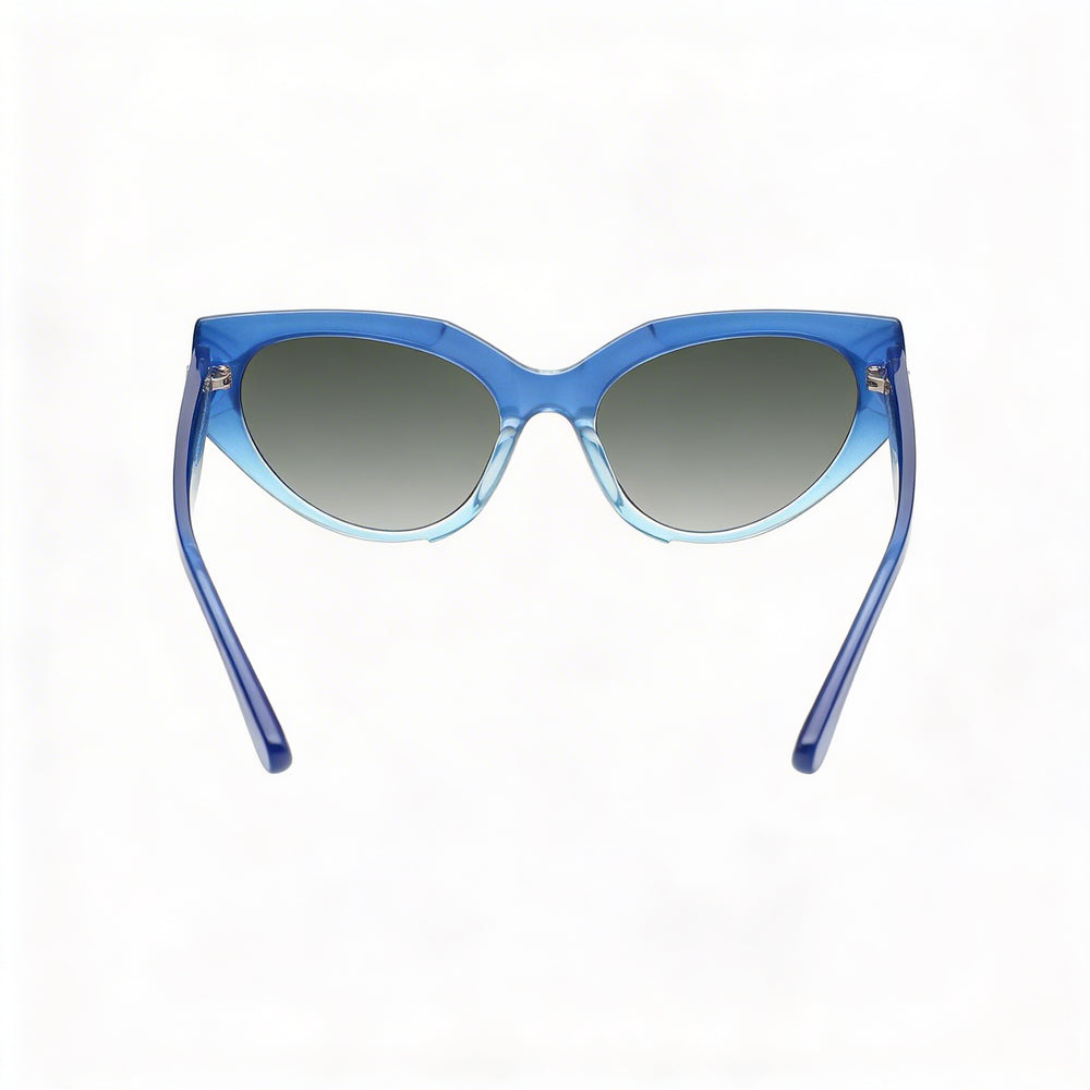Gafas de sol Guess Gu7787-a para mujer, estilo ojo de gato, con montura de plástico azul, lentes azules degradados y protección UV, 57 mm