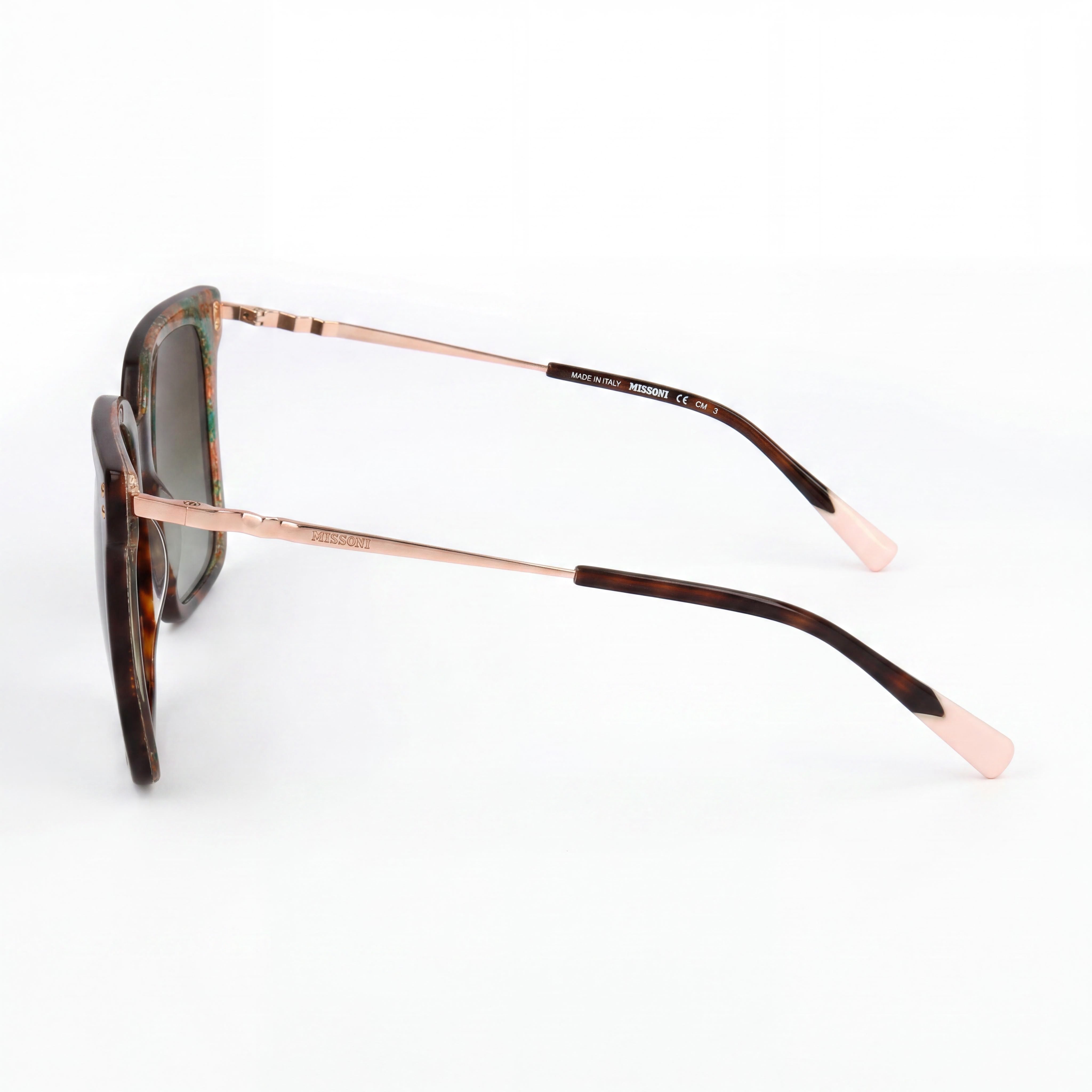 Gafas de sol clásicas Missoni para mujer, acetato carey oscuro, lentes degradadas marrones, 100% protección UV, 57mm, Photo 3