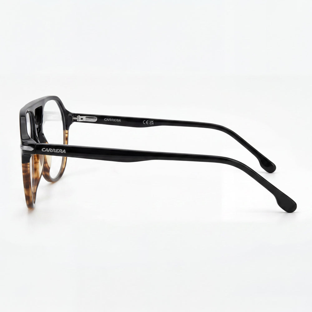 Gafas ópticas Carrera Classic unisex con montura de plástico negro con diseño de cuerno y lentes multicolor, talla 55-17-145