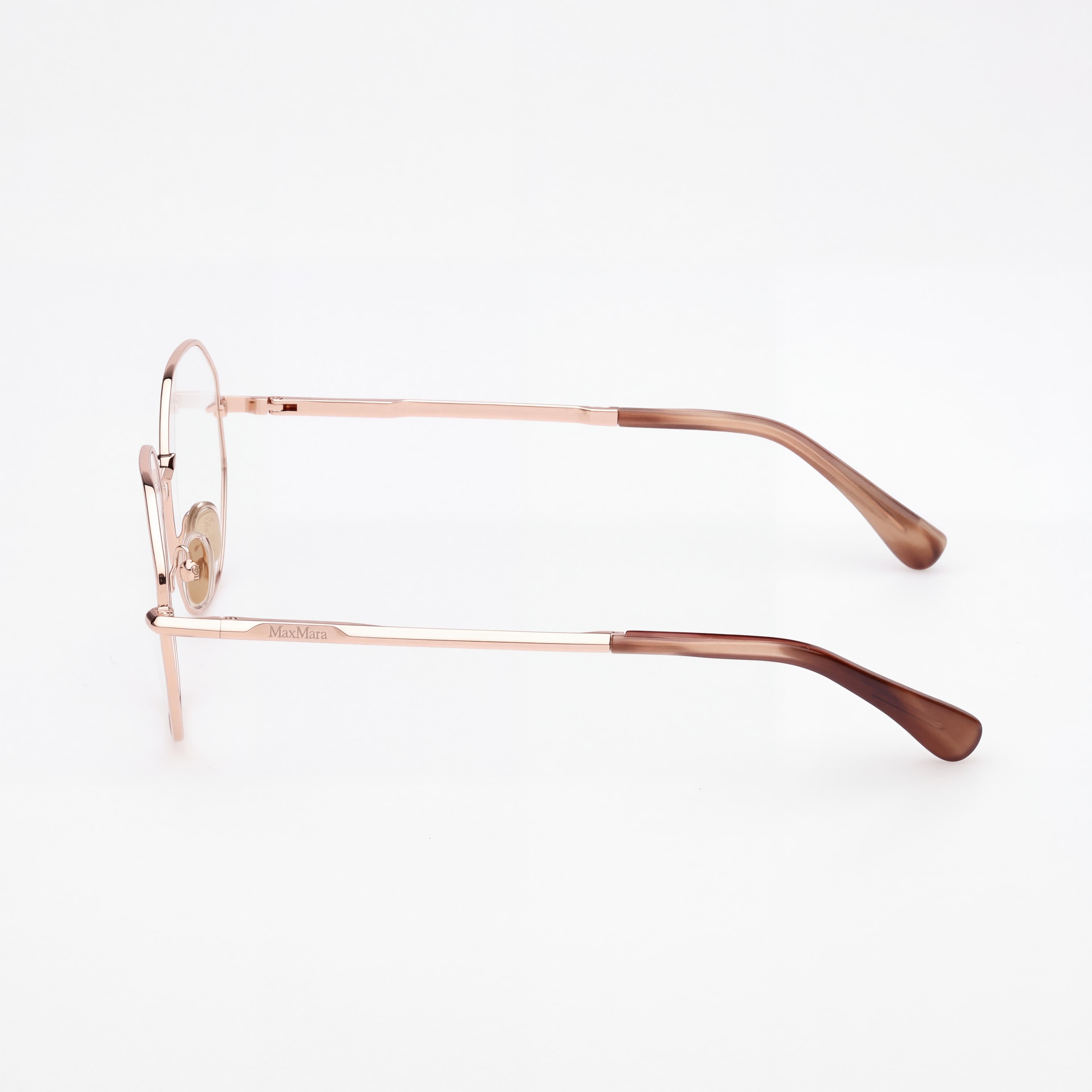 MaxMara Mm5207 Women's Eyewear, crafted with a Metal Frame in a Shiny Pink Gold finish, featuring a 55mm lens width., Photo 2