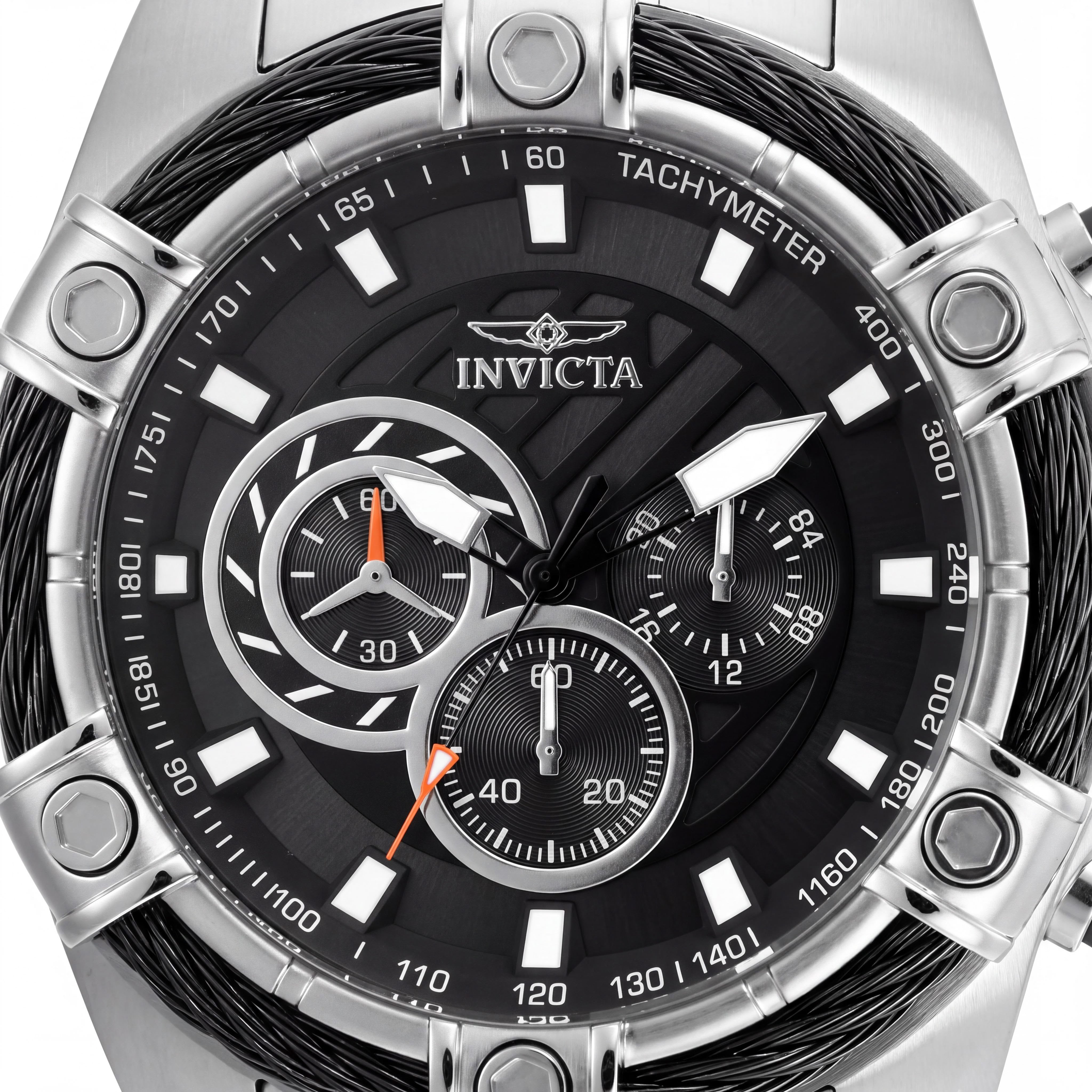 Invicta Bolt Chronograph Men's Stainless Steel Water Resistant Watch with Black Dial, Luminous Hands, Stop Watch, Photo 2