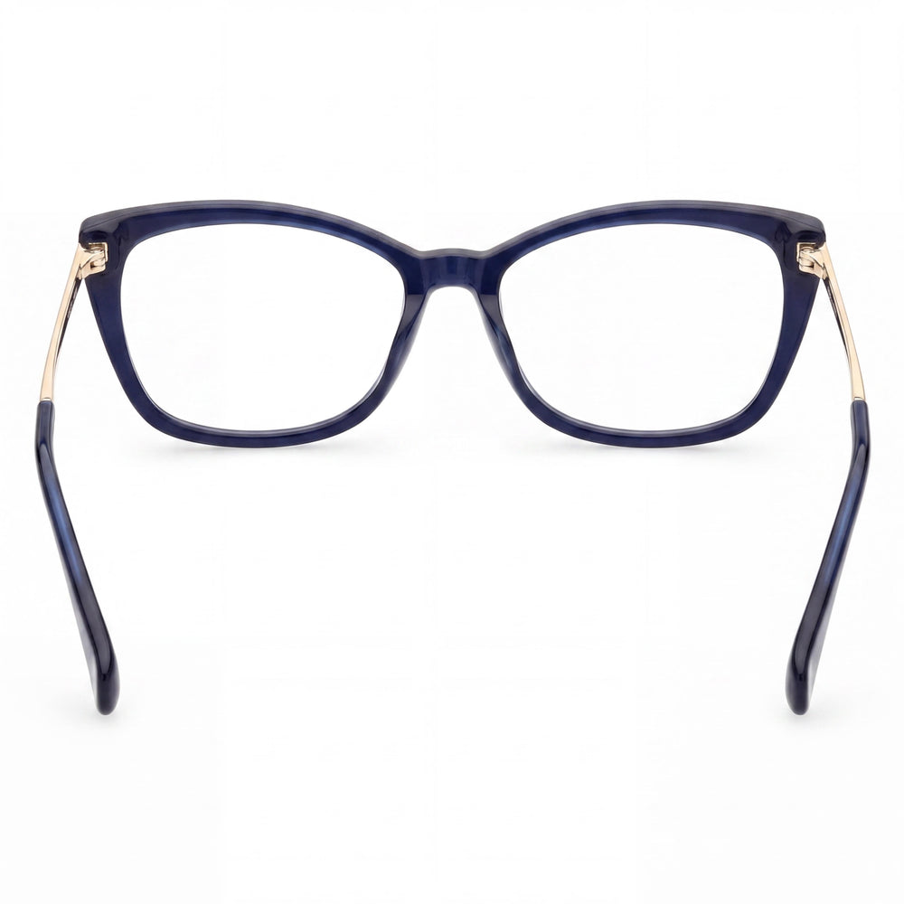 MaxMara Modern Collection Women's Shiny Blue Plastic Frame Eyeglasses 54mm Lens Width, 15mm Bridge, 140mm Temple Length