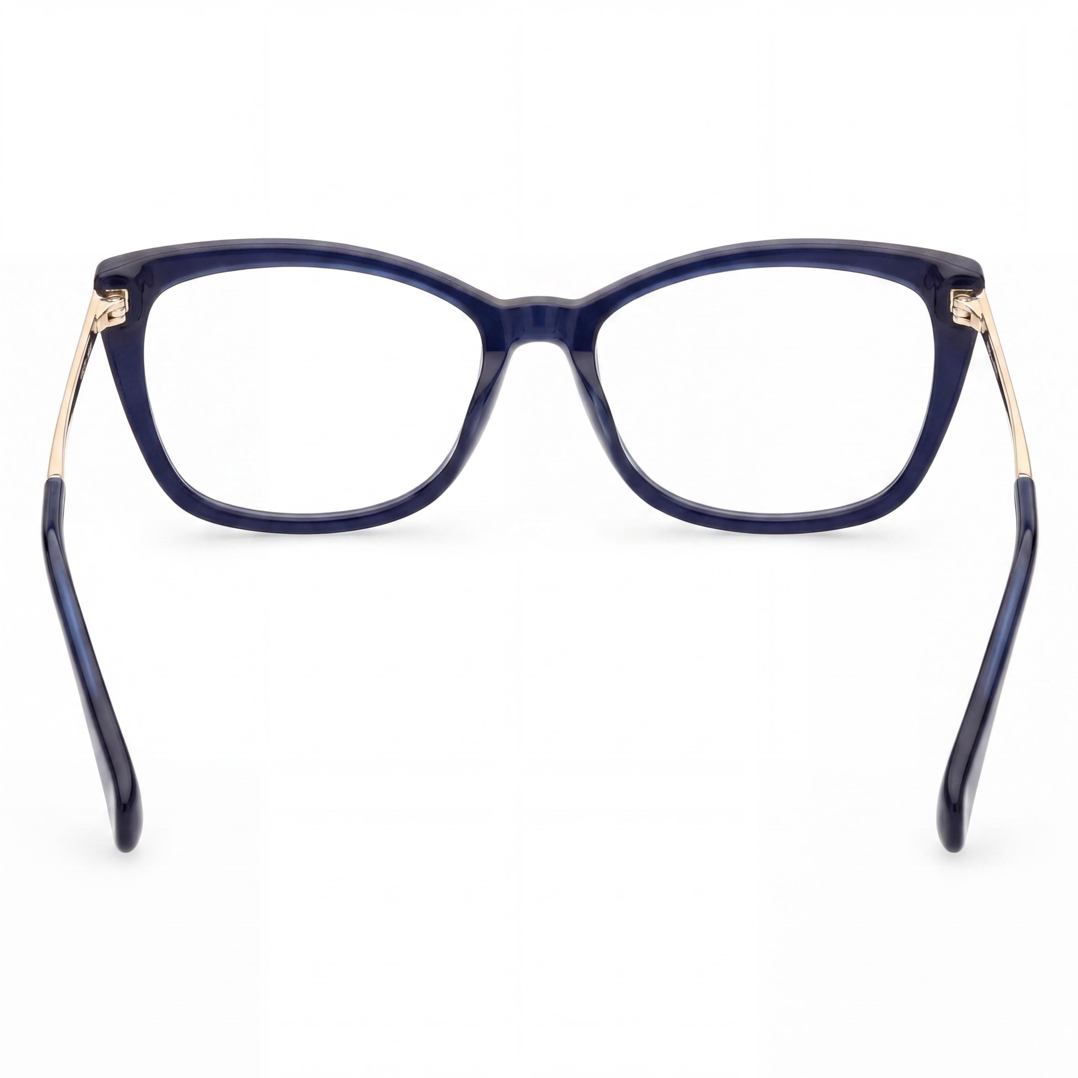 MaxMara Modern Collection Women's Shiny Blue Plastic Frame Eyeglasses 54mm Lens Width, 15mm Bridge, 140mm Temple Length, Photo 3