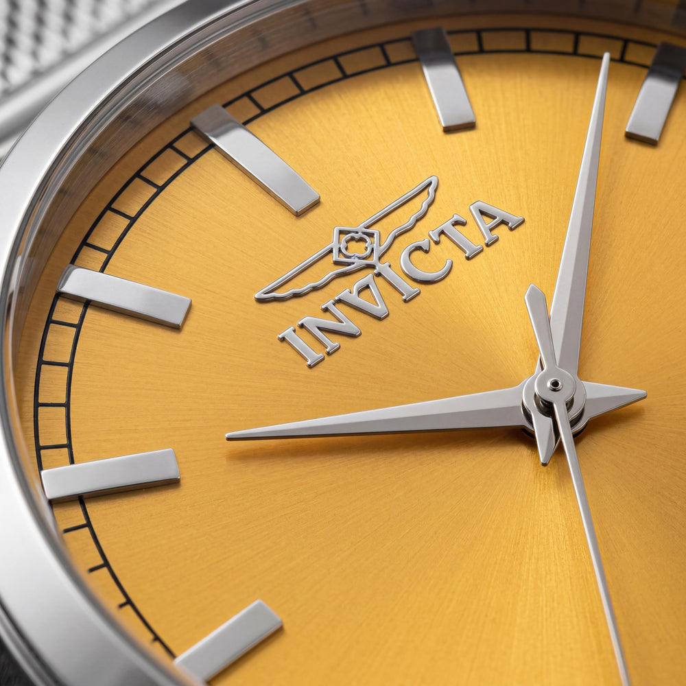 Invicta Celestial 48506 Reloj Unisex de Pulsera de Cuarzo de 43 mm - Caja de Acero Inoxidable Plateada, Esfera Amarilla