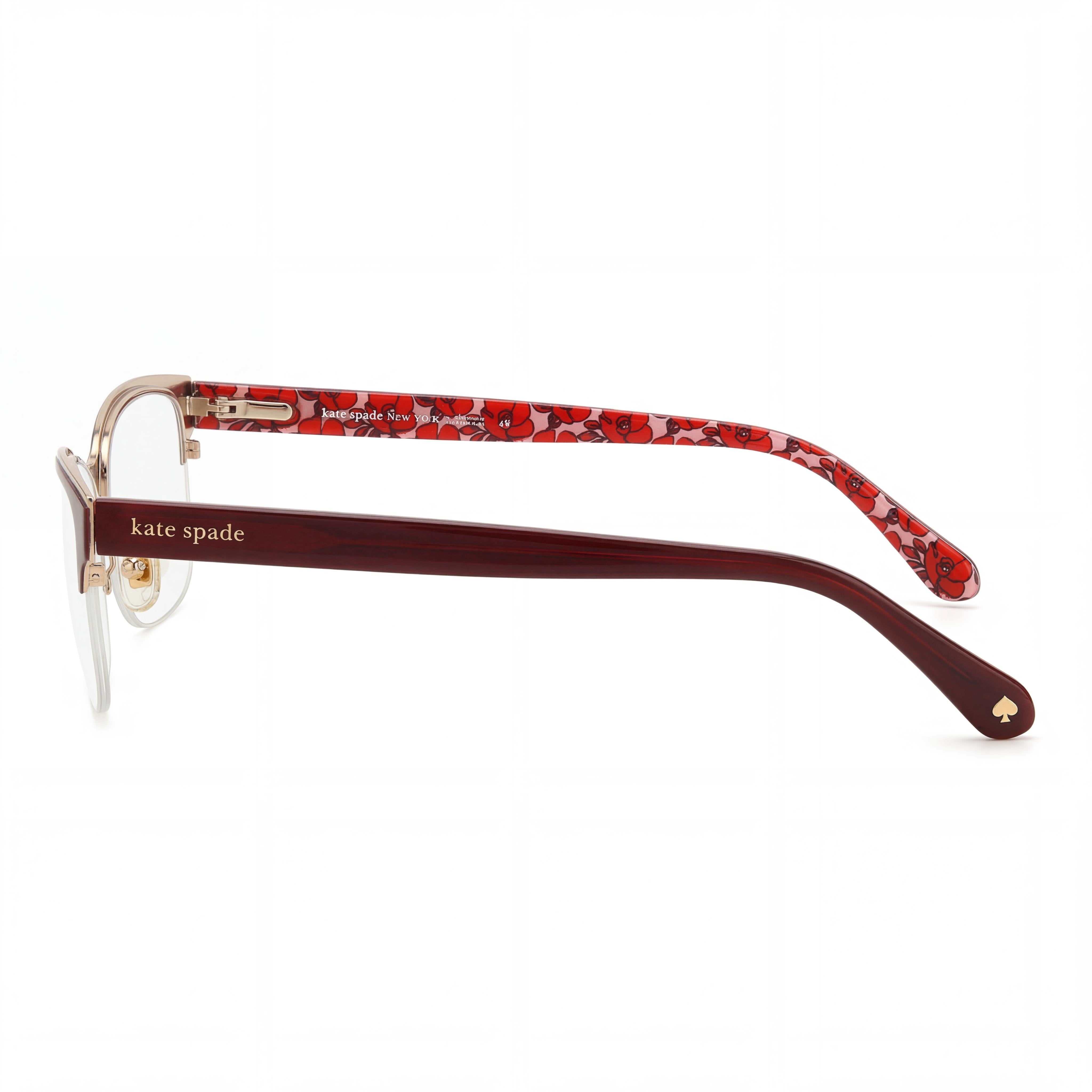 kate spade new york Marjorie Women's Red Pattern Polycarbonate Lens Stainless Steel Frame Non-Polarized Eyewear 52mm, Photo 3