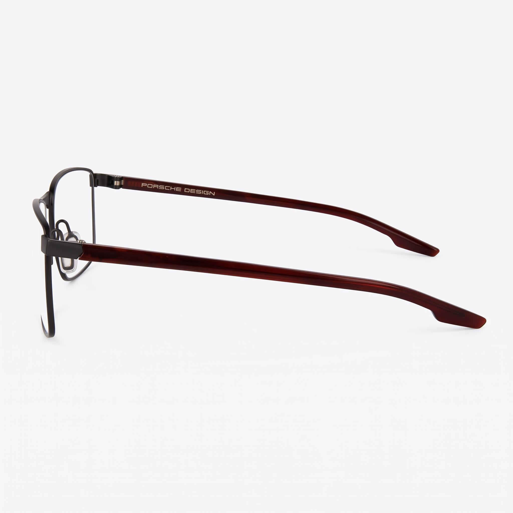 Porsche Design Modern Men's Eyeglasses with Black Plastic Frame and Transparent Polycarbonate Lenses, 55mm Lens Width, Photo 2